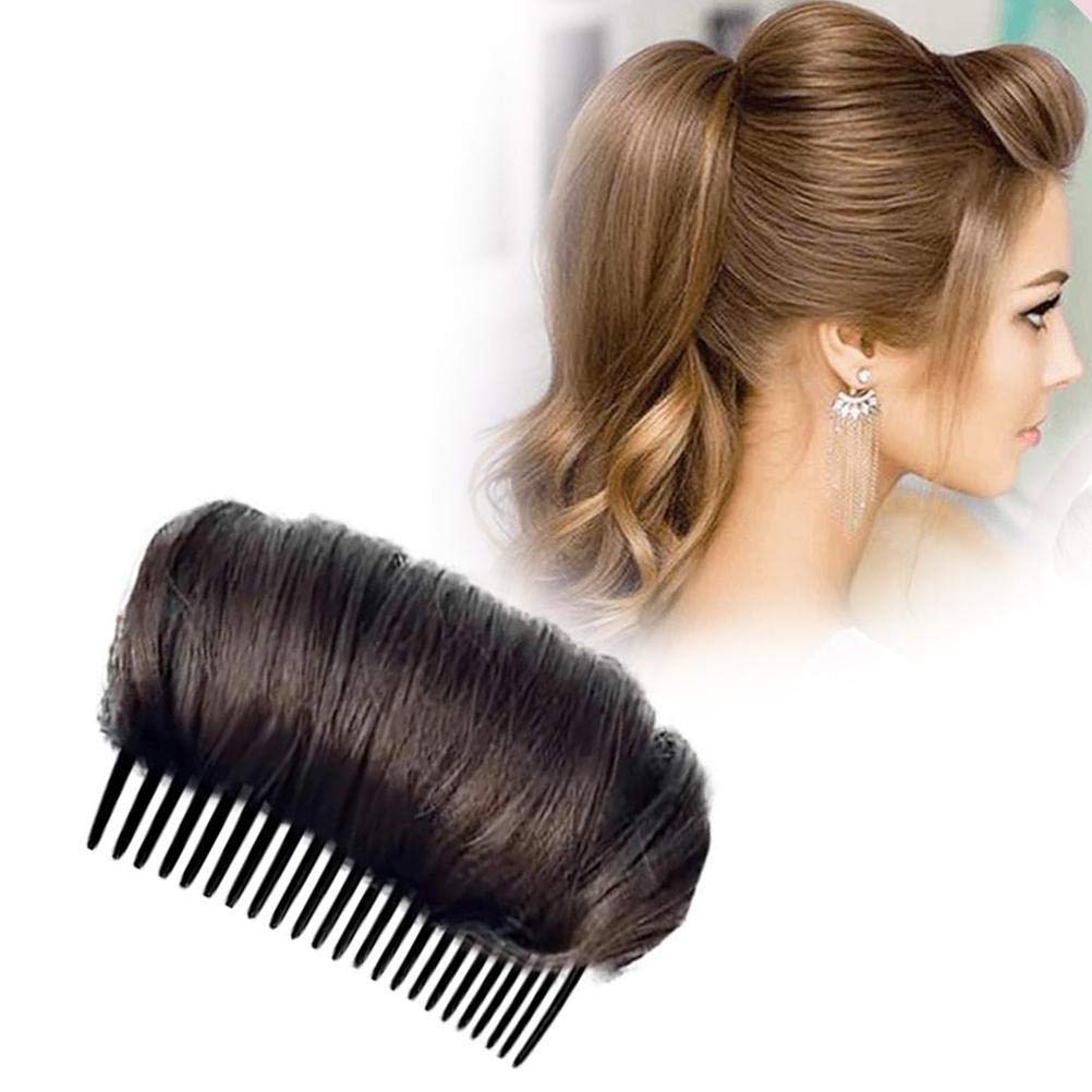 1Pcs Hair Bump Up Combs Clips - Volumizing Hair Styling Tool for Women, Dark Brown Bun Maker & Hair Insert Accessory - Perfect for Updos, Ponytails & Everyday Hairstyles