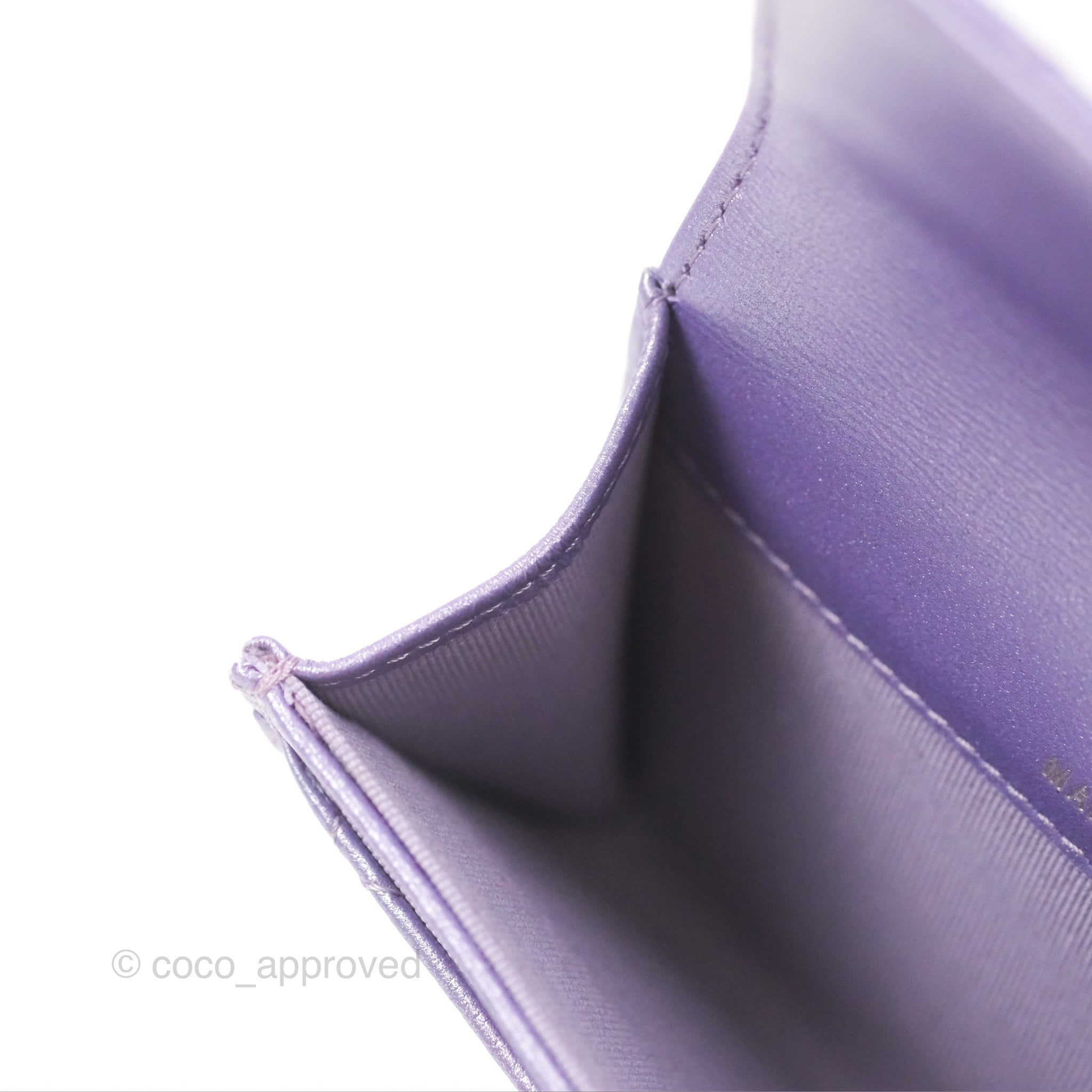 Chanel Classic Flap Card Holder - Quilted Iridescent Purple Lambskin with Silver Hardware | Luxury Wallet for Women, Perfect for Everyday Use & Special Occasions