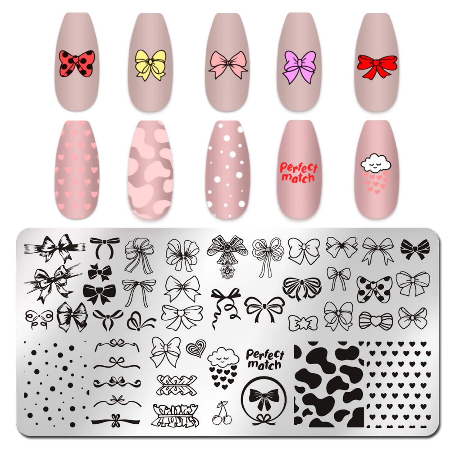 6-Piece Valentine's Day Nail Stamp Kit - Heart Nail Art Stamping Plates, Stencils & Polish Tools for Acrylic Nails | DIY Holiday Nail Designs for Parties, Gifts & Romantic Dates