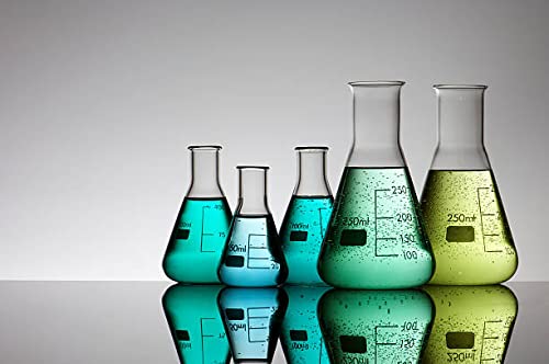 5-Pack 50ml Borosilicate Glass 3.3 Conical Flask - High Heat Resistant Lab Glassware for Chemistry Experiments, Science Class & Home Brewing