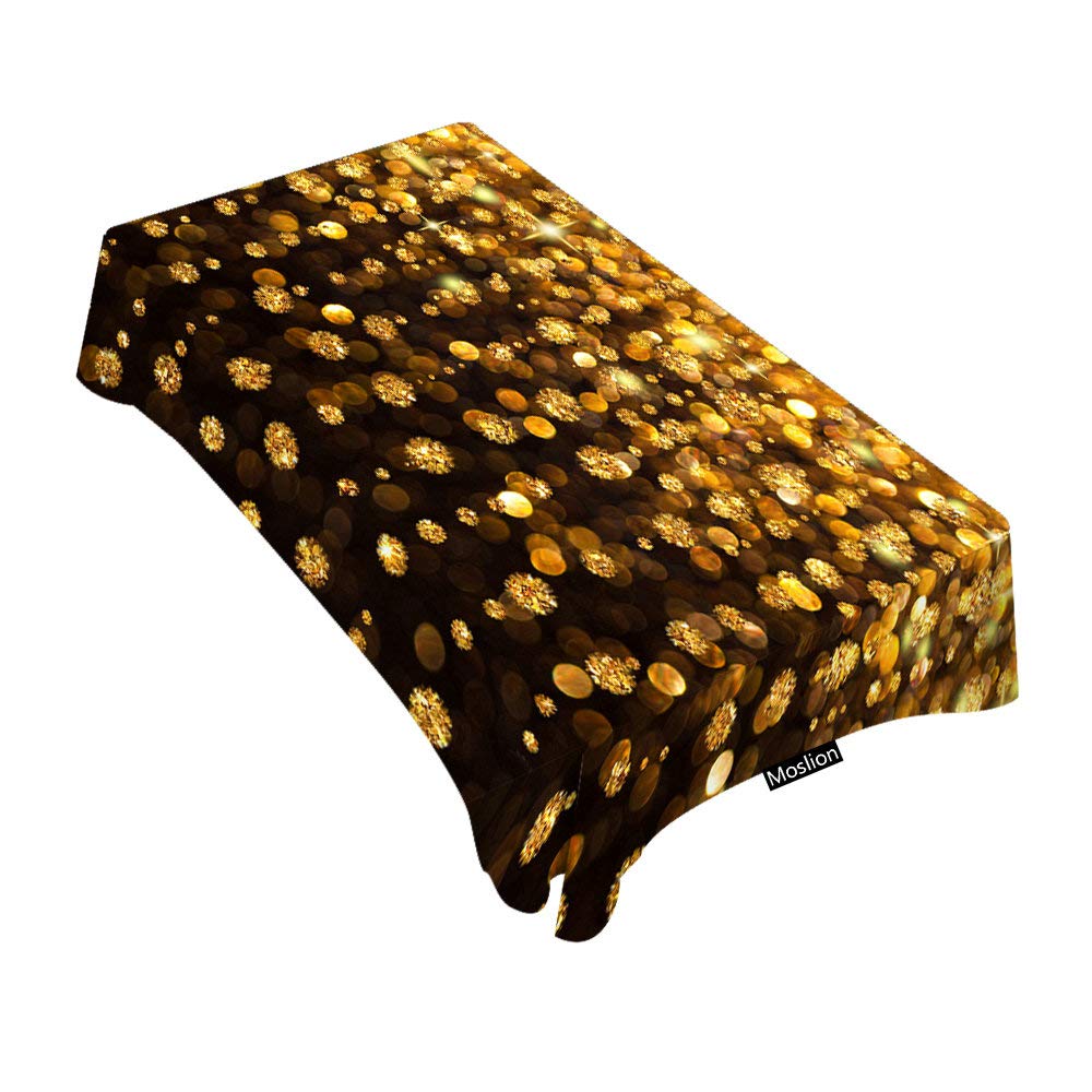 Moslion Gold Glitter Tablecloth 60x90 Inches - Elegant Rectangle Decorative Table Cover for Dining, BBQ, Picnic, Coffee Tables - Perfect for Parties, Weddings & Holiday Decor