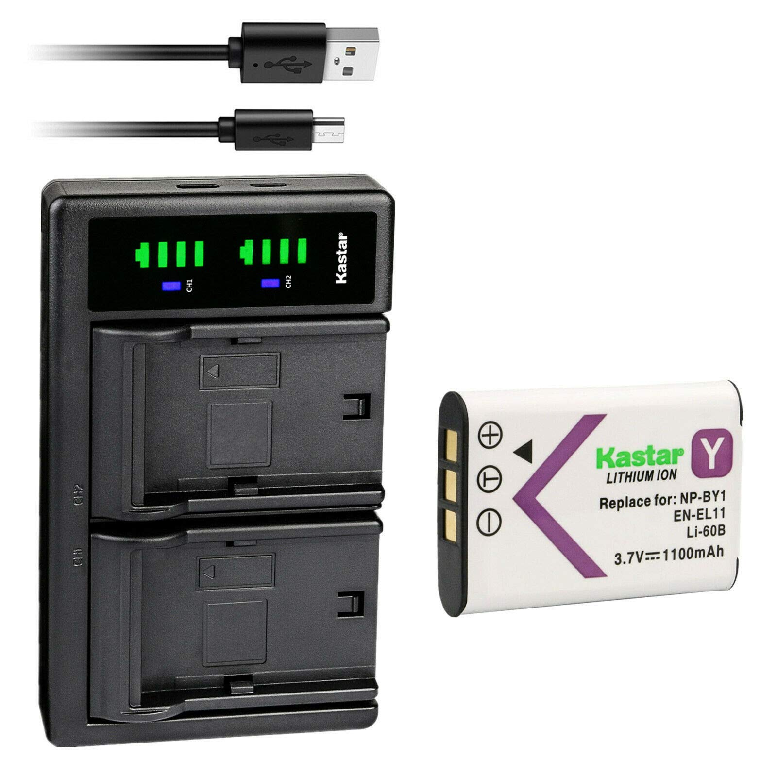 Kastar 1-Pack Replacement Battery & LTD2 USB Charger for Sony NP-BY1 NPBY1 - Compatible with Sony Mini HDR-AZ1/AZ1vb/AZ1vr Cameras - Perfect for Travel Vlogging & Outdoor Adventures