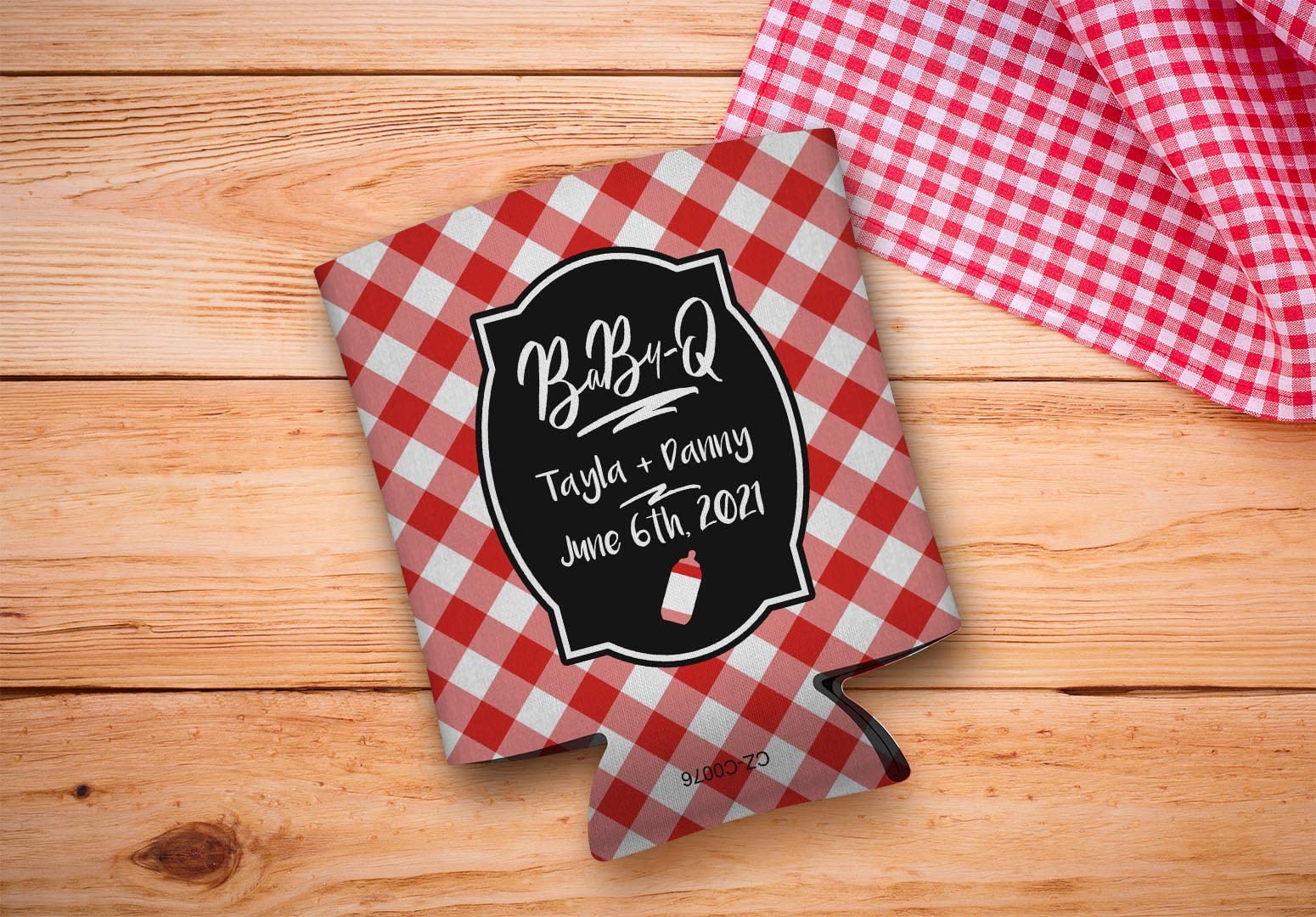 Personalized Baby Shower Can Coolers - 96 Pack Custom Koozies with Text & Date - Red Insulated Beverage Sleeves for Summer Parties, Gender Reveals & Outdoor Events