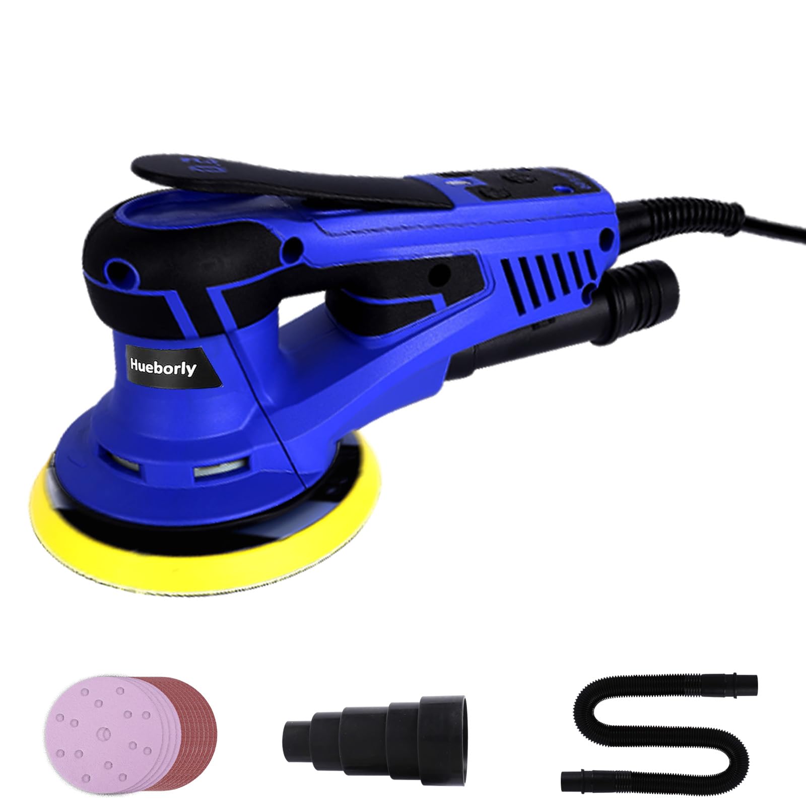 Brushless Electric Random Orbital Sander - 350W Powerful 6-Inch Polisher with 10000 RPM Variable Speed for Wood Sanding, Wall Smoothing, Rust Removal & Car Detailing - Perfect for DIY Projects & Professional Woodworking (Blue)