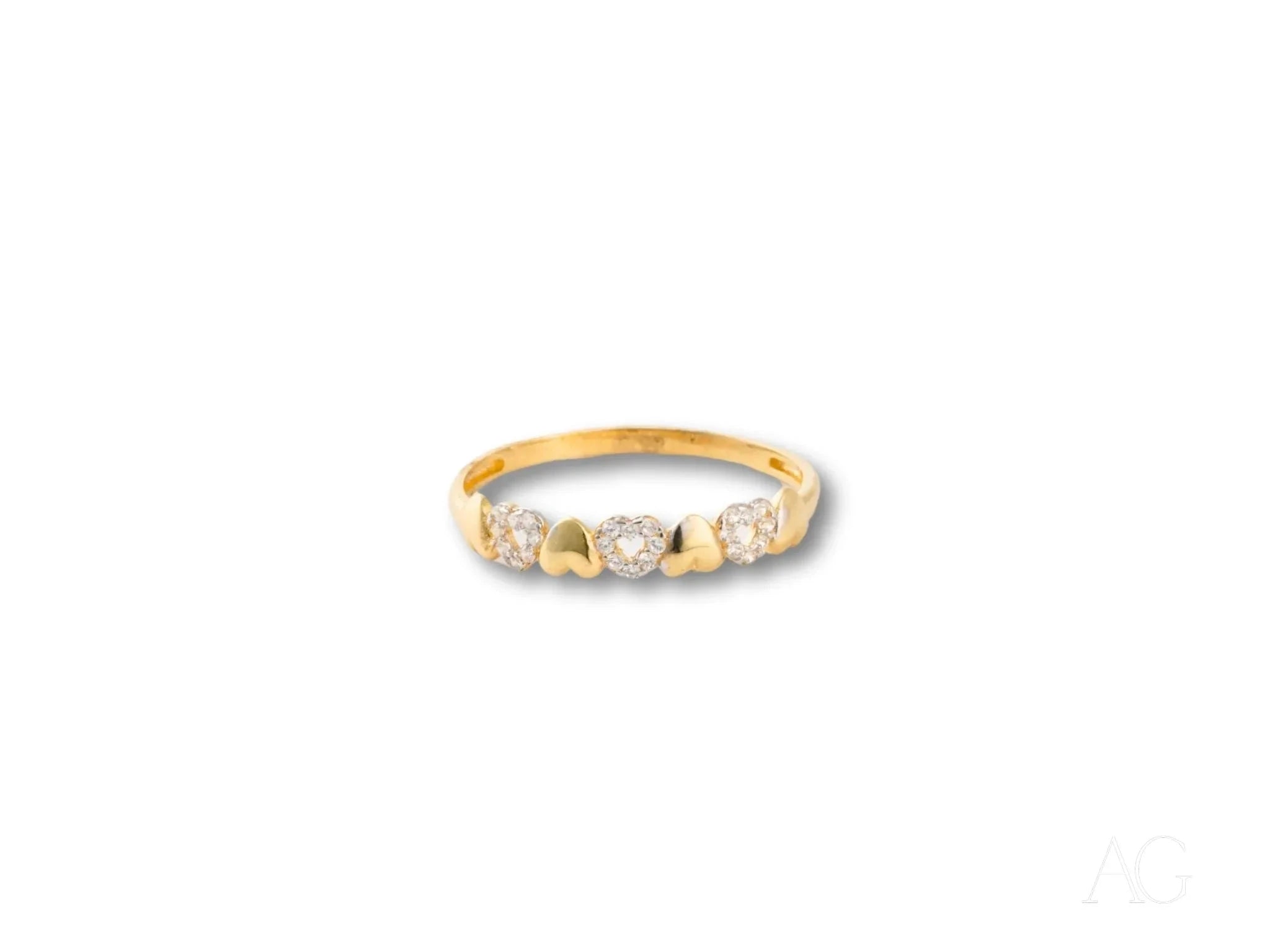 18K Yellow Gold CZ Heart Ring - Elegant & Heartfelt Jewelry for Women | Perfect Gift for Valentine's Day, Anniversary & Romantic Occasions