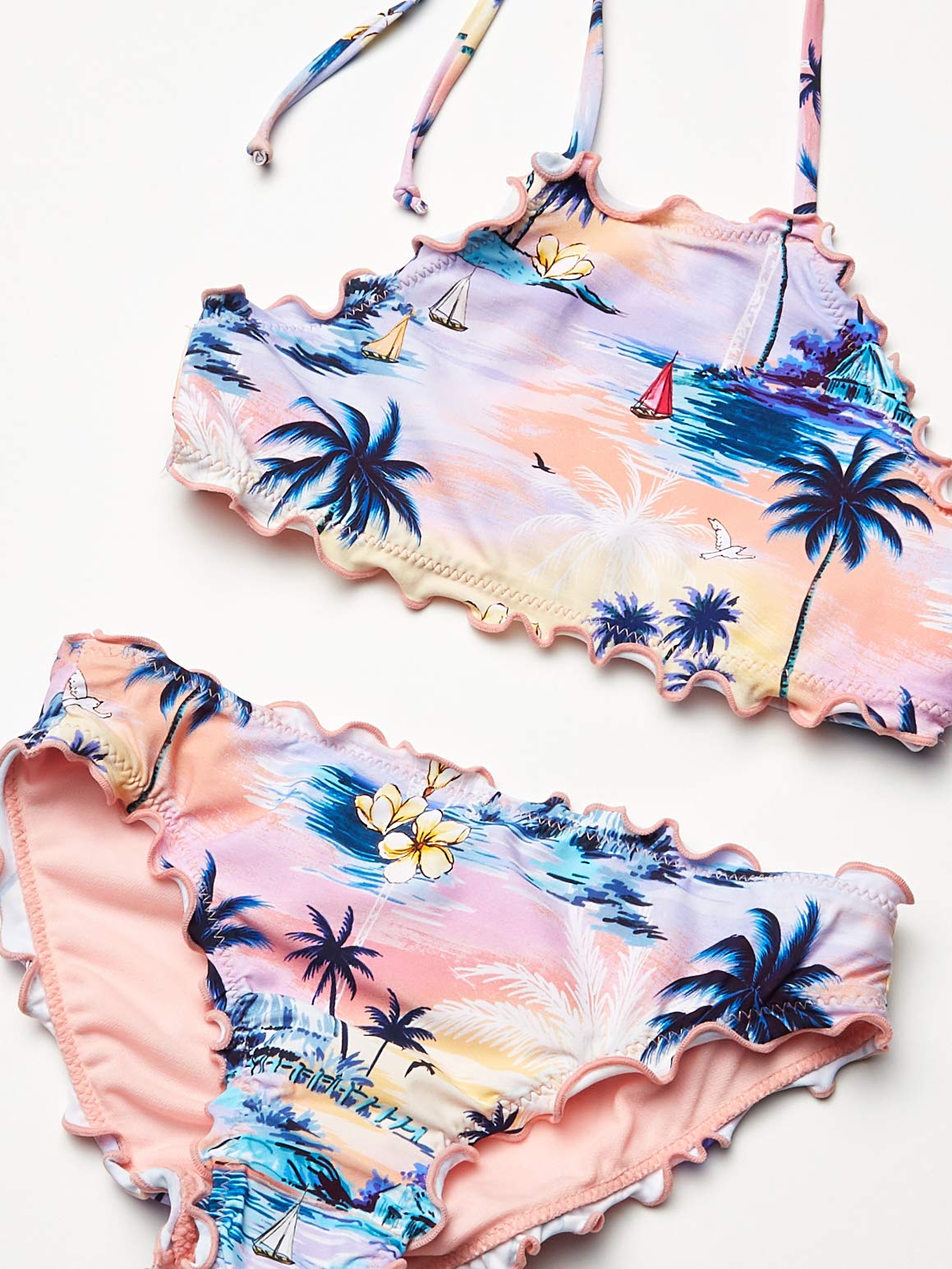 Hobie Girls High Neck Bikini Top & Hipster Bottom Swimsuit Set - Trendy Two-Piece Swimwear for Women, Perfect for Beach, Pool & Summer Vacations