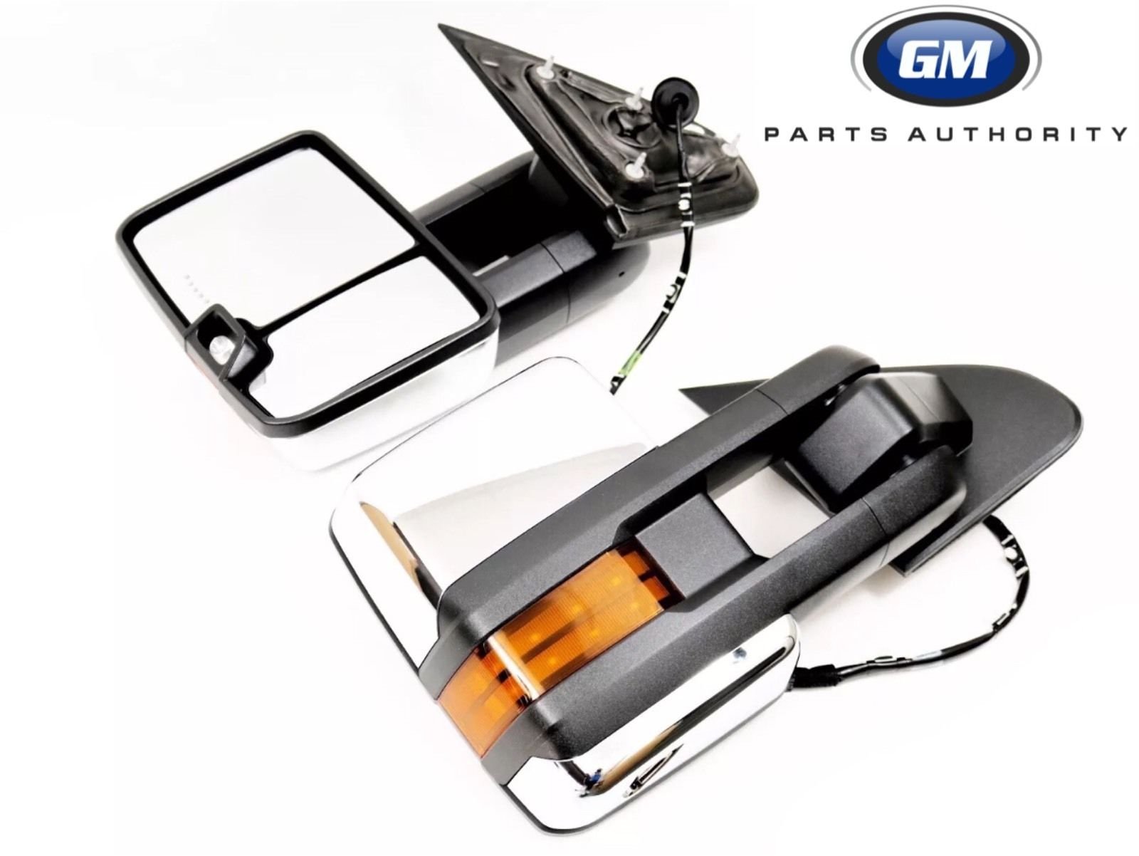 2015-2018 Chevy Silverado & GMC Sierra Chrome Power Folding Camper Trailer Tow Mirrors - OEM GM Replacement Parts for Enhanced Towing & Camping Safety