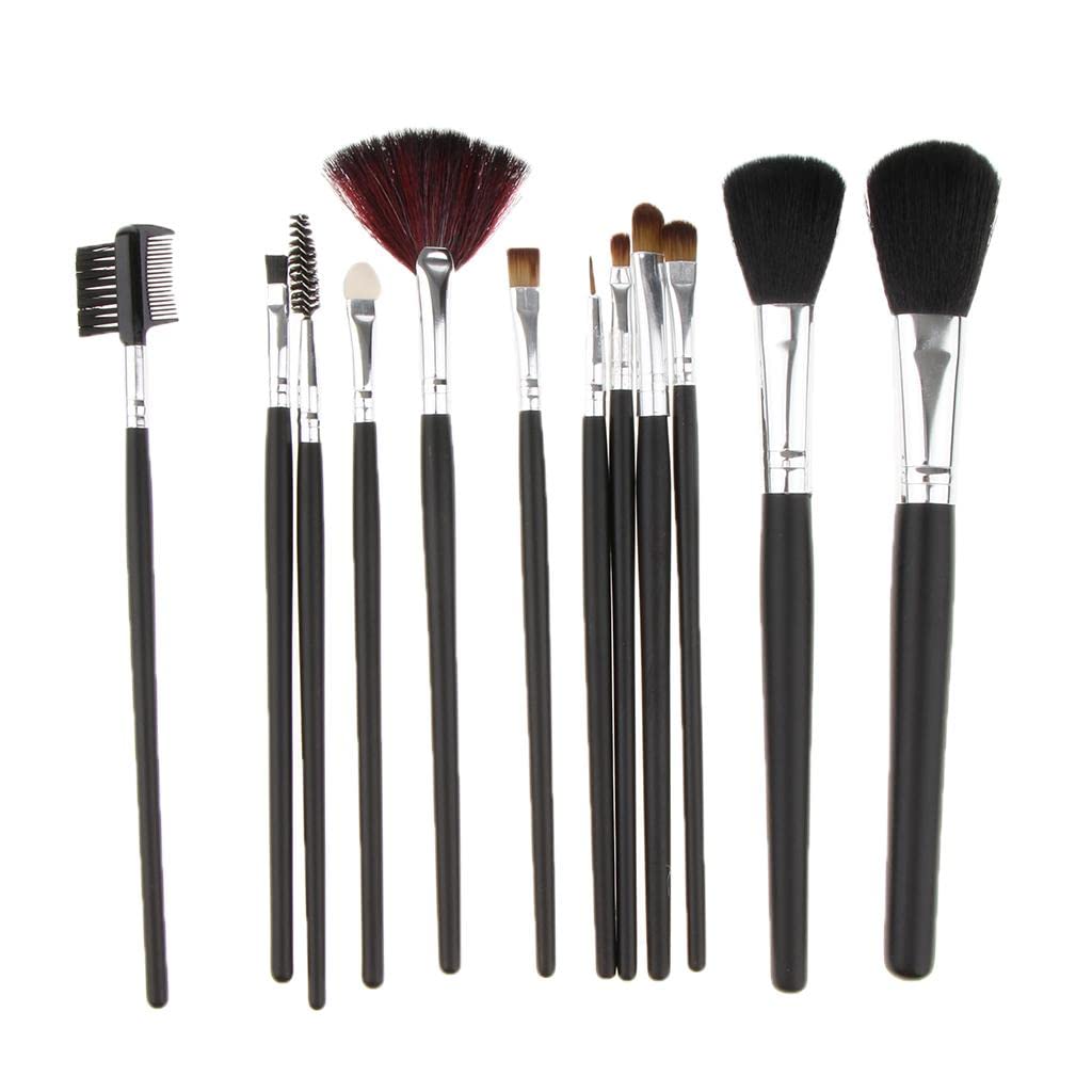 12-Piece Professional Kabuki Makeup Brush Set - Foundation, Blush, Eyeshadow & Lip Brushes with Travel Pouch - Perfect for Makeup Artists & Beauty Enthusiasts