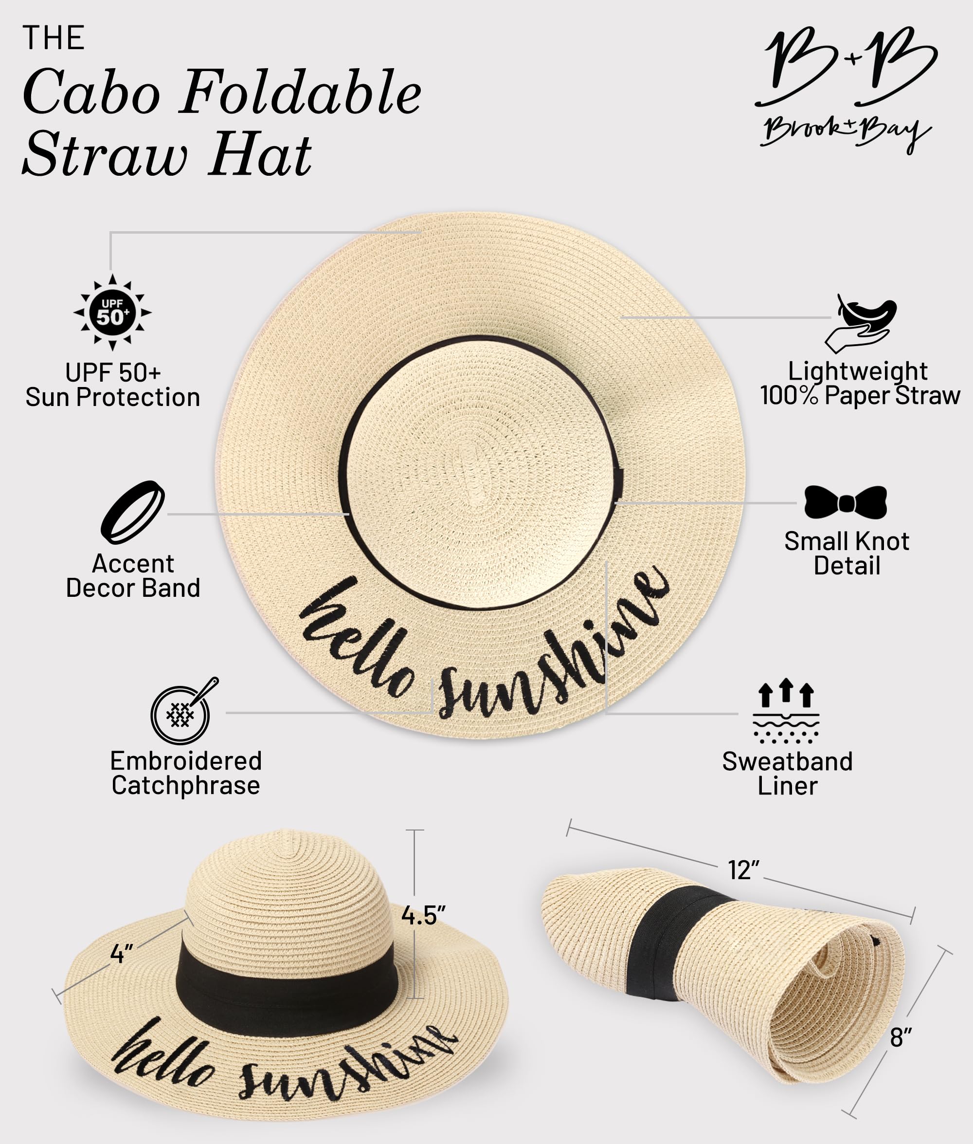 Foldable Beach Hats for Women - Wide Brim Floppy Sun Hat, Roll-Up Straw Hat for Summer Vacation & Outdoor Activities | Perfect for Beach, Pool, Travel and Sun Protection