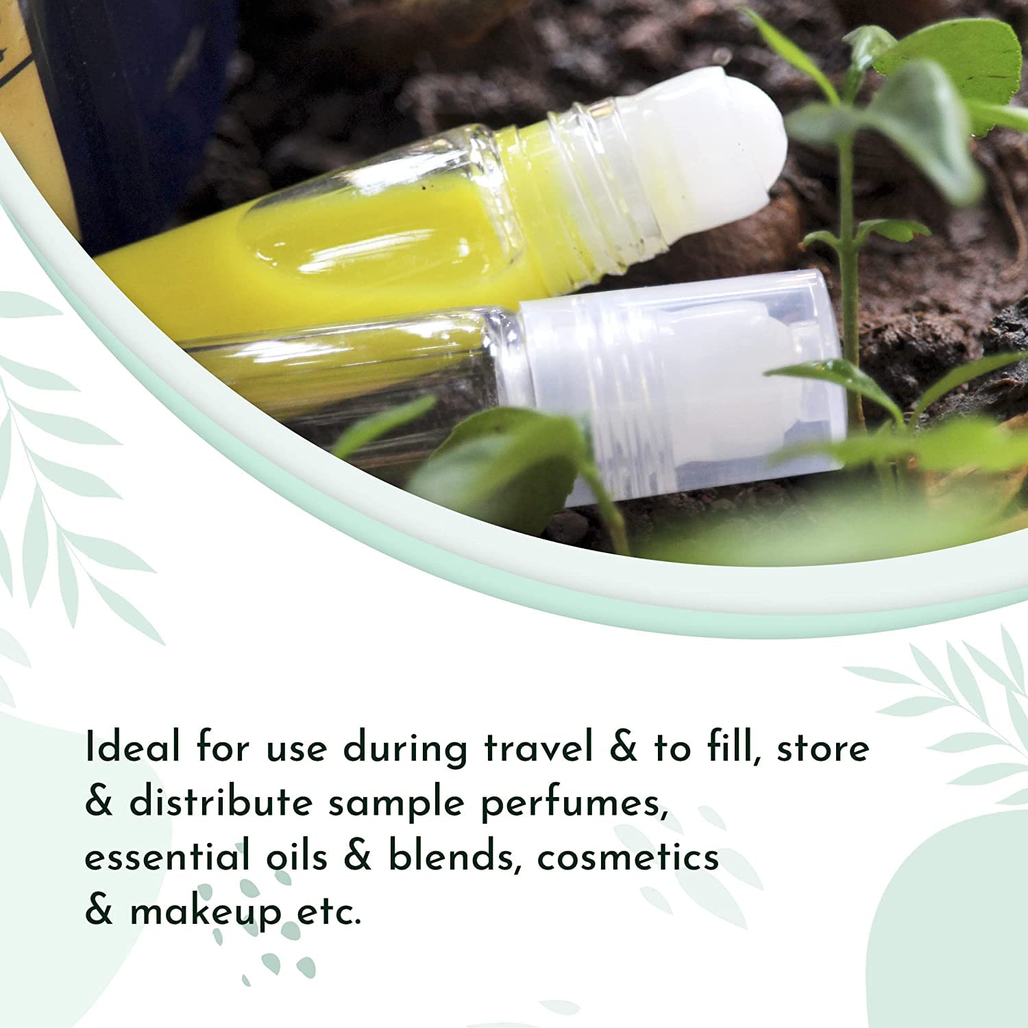 M.C. PIPWALA 10ml Clear Plastic Roll On Bottles with Transparent Cap - Essential Oils, Perfume & Aromatherapy Dispenser for Travel & Home Use