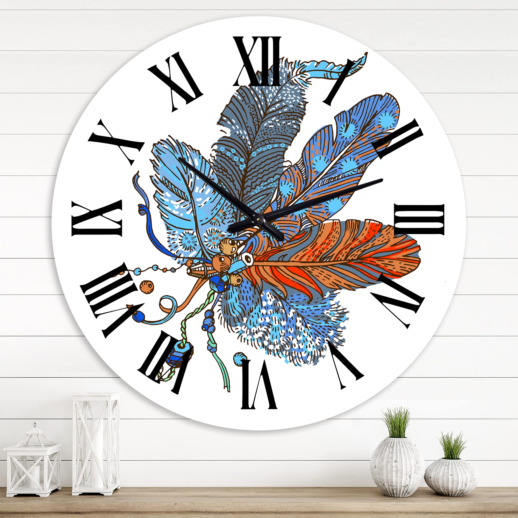 Bohemian Eclectic Wall Clock - Large Ethnic Boho Style with Animal Design for Home & Office Decor | Perfect for Living Room, Bedroom, or Boho Chic Spaces