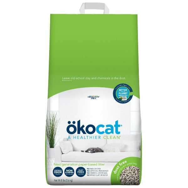 ökocat Dust Free Non-Clumping Paper Pellet Cat Litter - Natural & Eco-Friendly for Odor Control - Perfect for Multi-Cat Homes & Small Spaces
