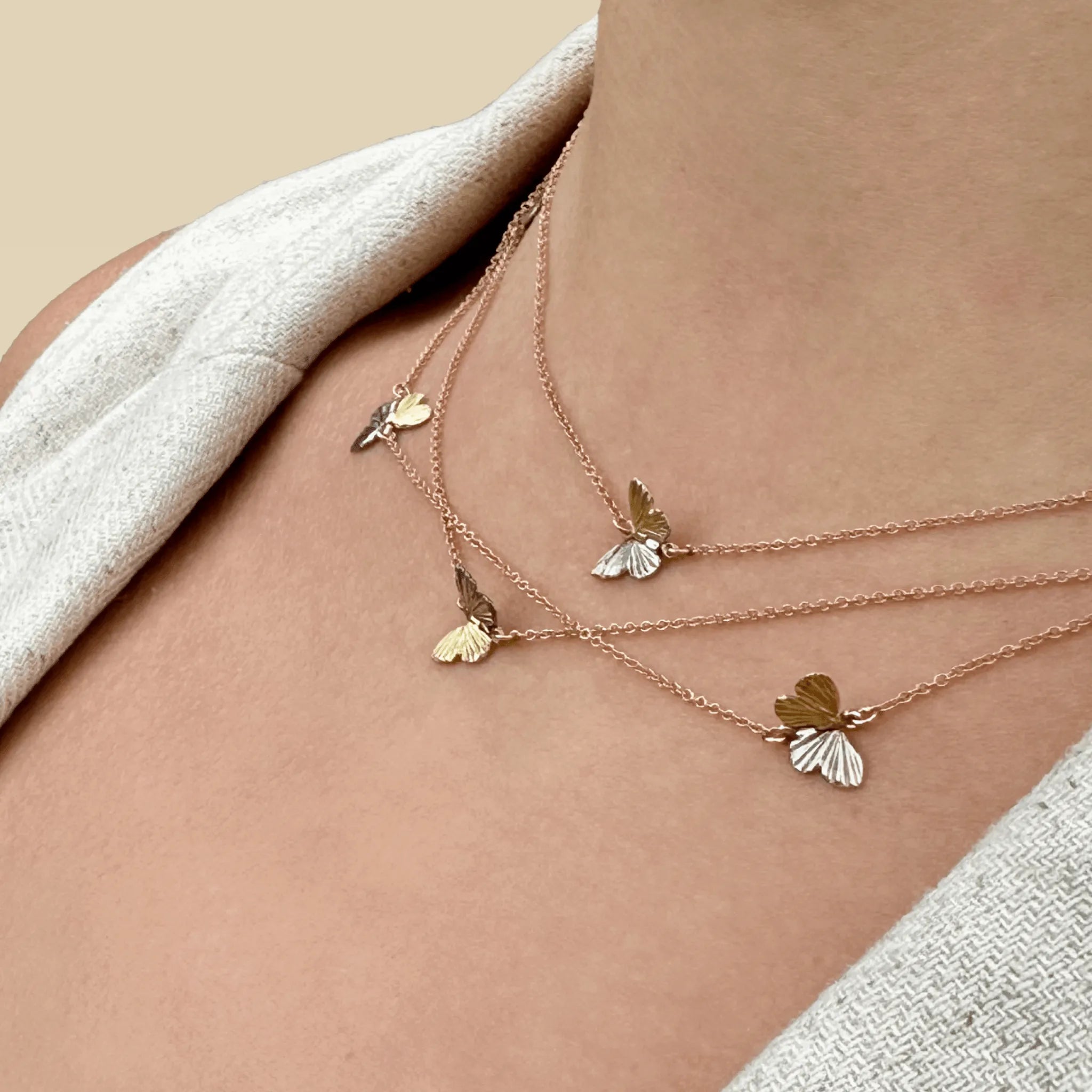 Tricolor Tiny Asterope 5 Migration Butterfly Pendant Necklace - Elegant Jewelry for Women, Perfect Gift for Birthday, Anniversary & Valentine's Day - Ideal for Parties, Dates & Special Occasions