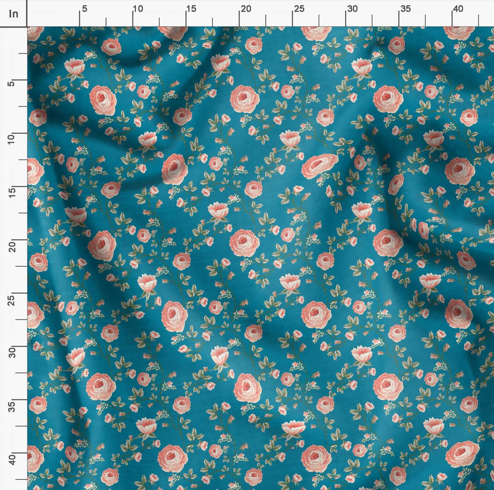 Soimoi Moss Georgette Brown Fabric by The Yard - 42 Inch Wide Floral Printed Fabric with Delicate Flower & Leaf Patterns for Dresses, Curtains, DIY Crafts & Home Decor Projects