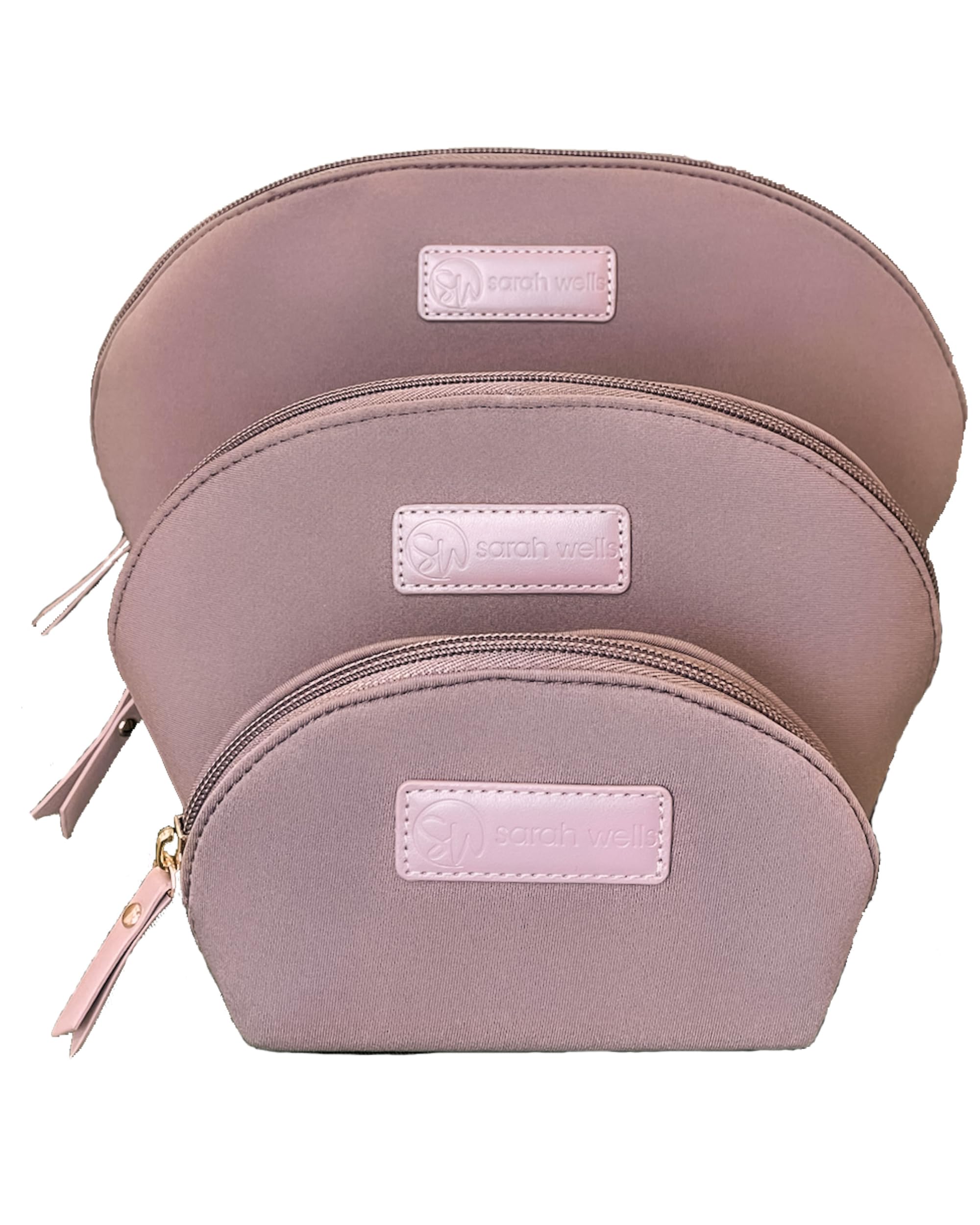 Sarah Wells PackSWell Trio Neoprene Organization Bags for Travel, Gym & Work - Durable & Water-Resistant Storage Pouch Set (Earth Tone) - Perfect for Cosmetics, Electronics & Accessories Organization