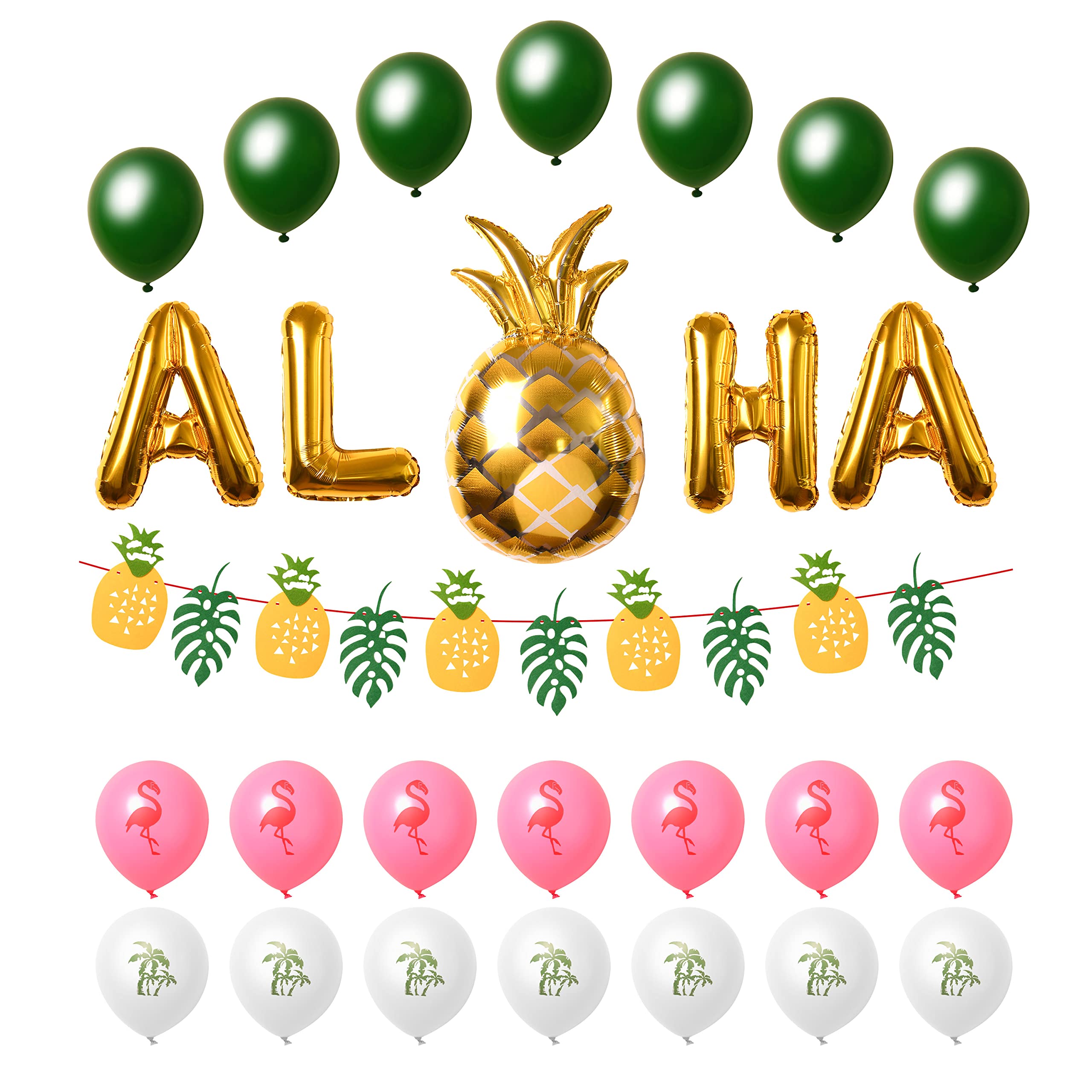 SOLAS Luau Party Decorations Kit - Hawaiian Tropical Birthday Party Supplies with Balloons & Banner - Perfect for Luau Themed Parties, Hawaiian Birthday Celebrations, and Tropical Summer Events - Great for Indoor & Outdoor Decorations
