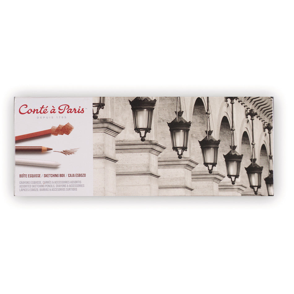 Conté à Paris 12-Piece Carre Sketching Set with 3 Sketch Pencils & Accessories - Professional Drawing Kit for Artists, Students & Sketching Enthusiasts - Perfect for Studio Work, Outdoor Sketching & Art Classes