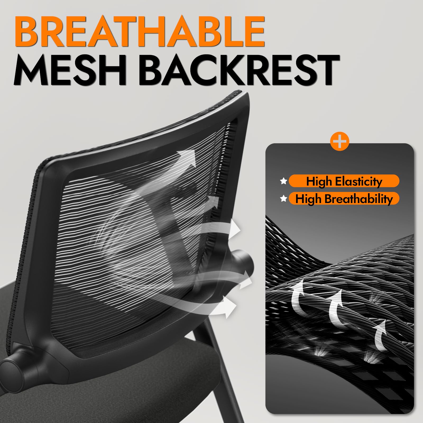FYLICA Ergonomic Mesh Office Chair - Foldable, Stackable with PU Wheels & Smooth Armrests - Comfortable Conference, Guest & Meeting Chair for Home & Office (Black) - Perfect for Small Spaces, Reception Areas & Shared Workspaces