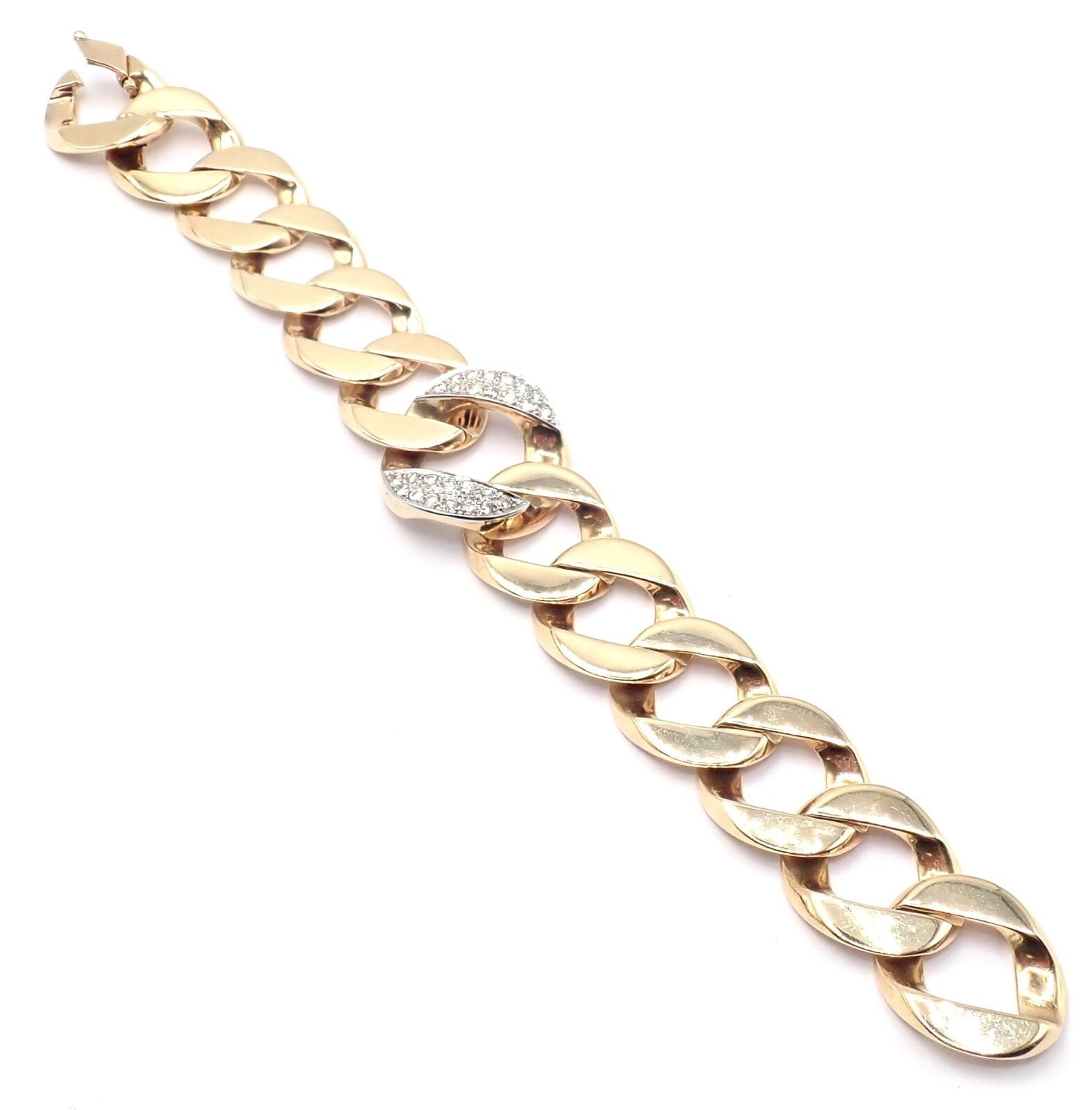 Vintage Tiffany & Co 14k Yellow Gold Diamond Heavy Curb Link Bracelet - Luxury Jewelry Gift for Women, Perfect for Weddings & Special Occasions