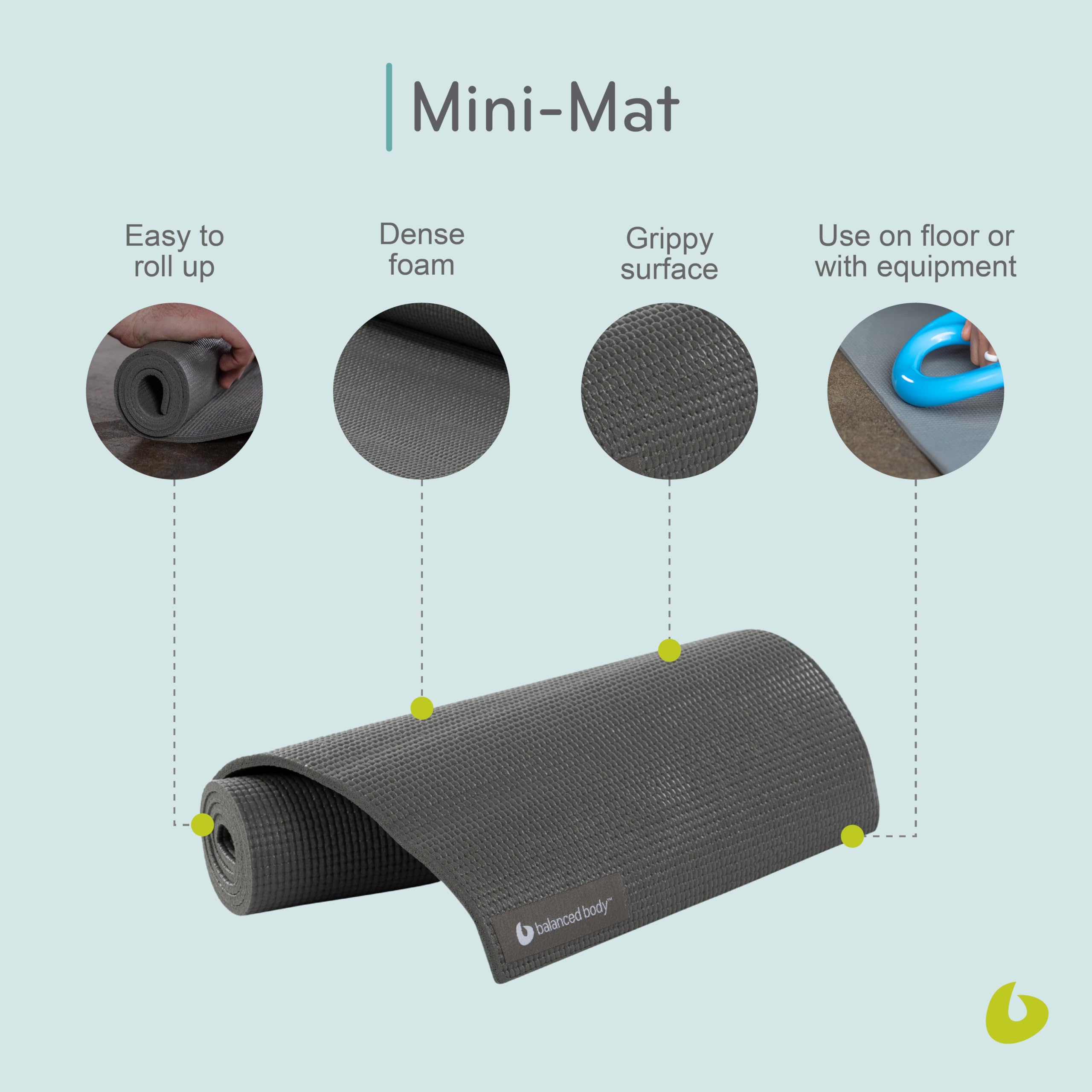 Balanced Body Mini-Mat - Premium Pilates & Yoga Exercise Mat for Arc & Step Barrels - Non-Slip Workout Mat for Home Gym, Studio & Travel - Ideal for Pilates, Yoga & Fitness Training