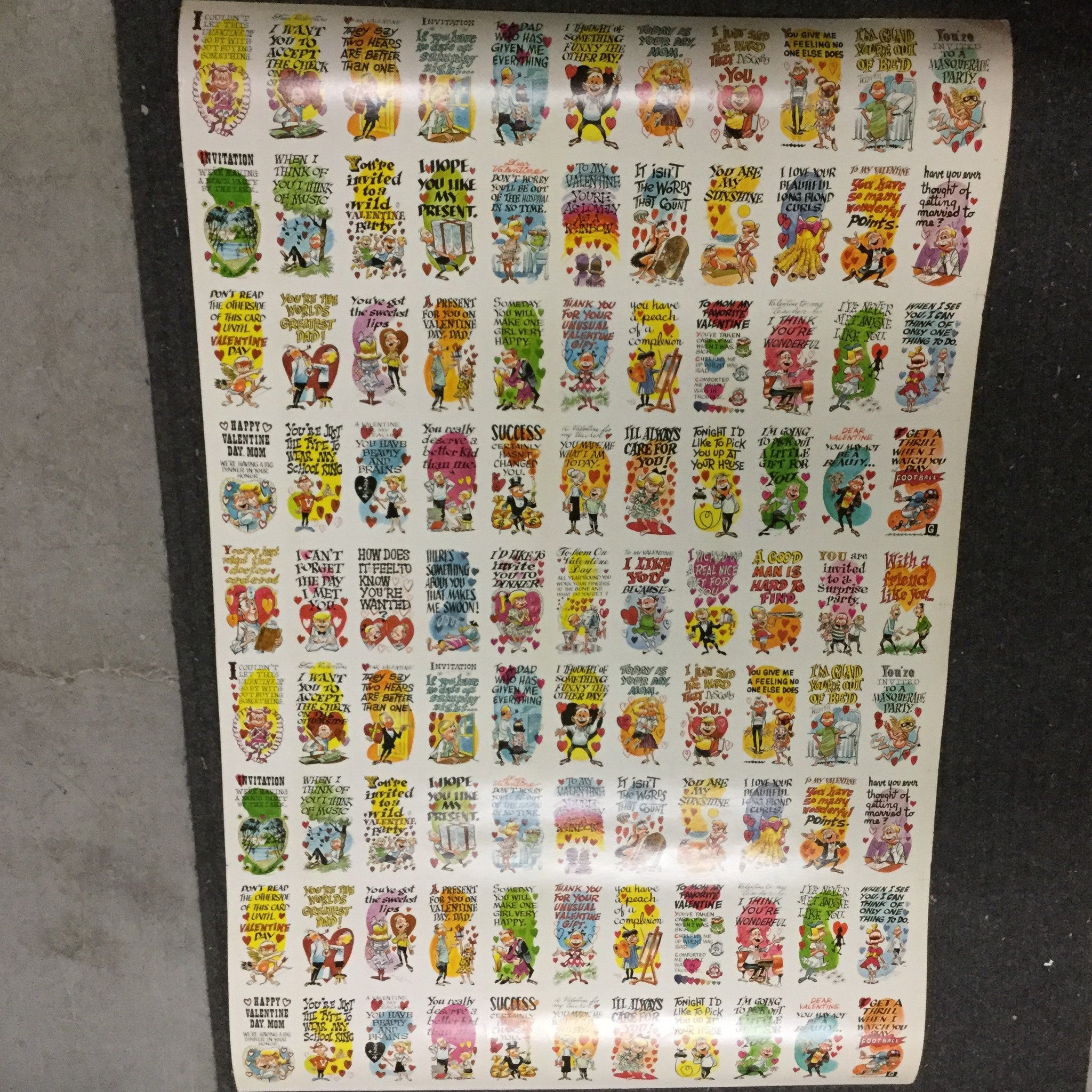 Vintage 1960s Rare OPC Valentine's Day Uncut Card Sheet Printed in Canada - Perfect for Collectors, Scrapbooking & Retro Decor