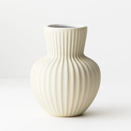 Palina Ivory Ceramic Vase - Elegant Home Decor for Living Room, Dining Table & Wedding Centerpieces