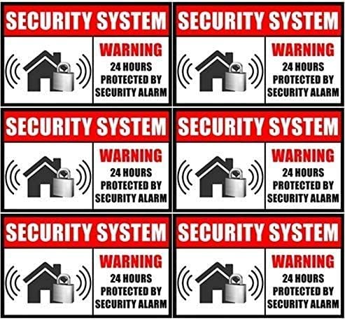 6 Pack 3.54x2.24 Inch Self-Adhesive Security Alarm Stickers for Windows & Doors - Indoor/Outdoor Burglar Deterrent Decals for Home & Business Protection | Perfect for Apartments, Offices, and Retail Stores
