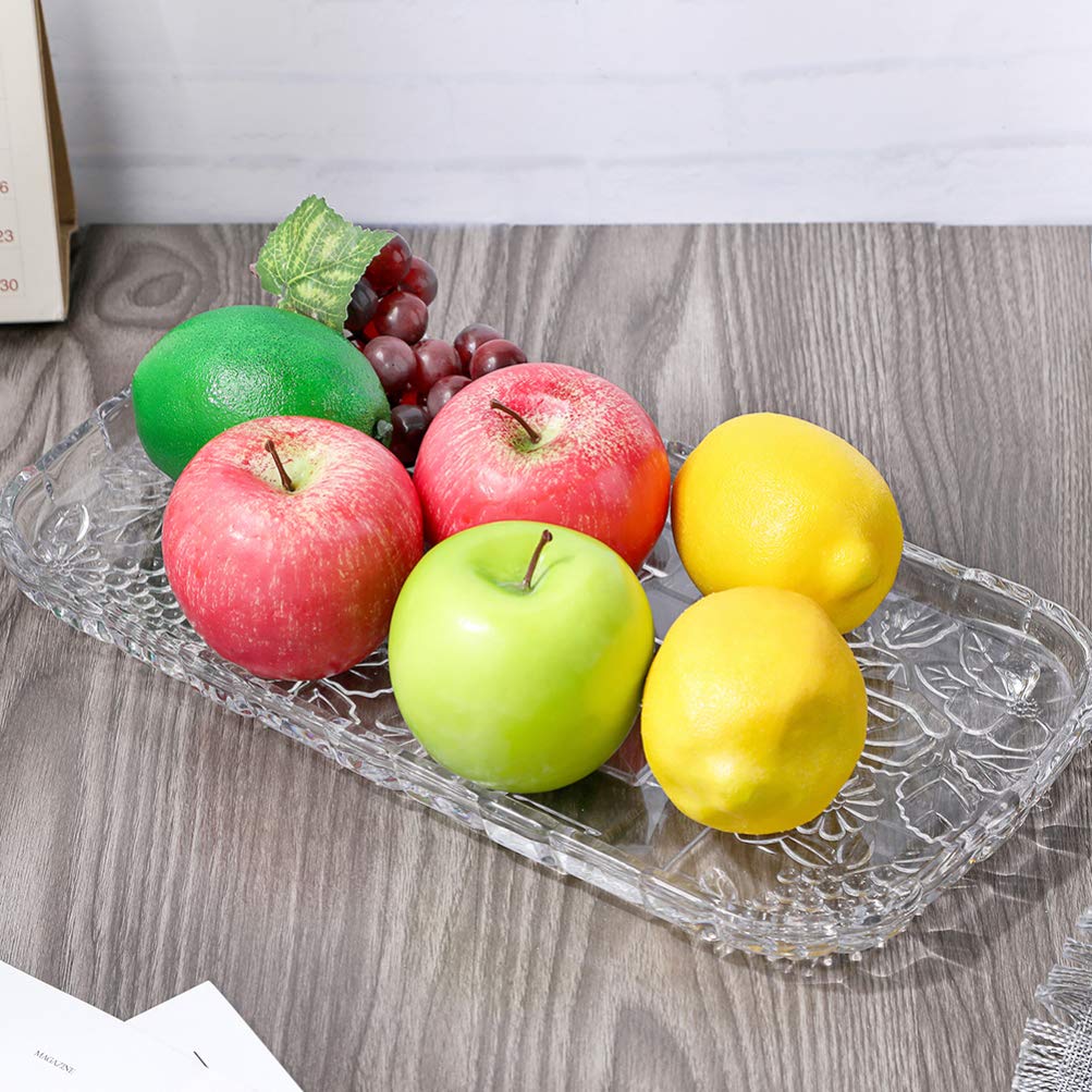 Premium Hemoton Rectangular Glass Fruit Plate - Elegant Serving Tray for Fruits, Snacks & Appetizers | Perfect for Parties, Dining & Kitchen Storage | Durable Food Container & Household Tableware