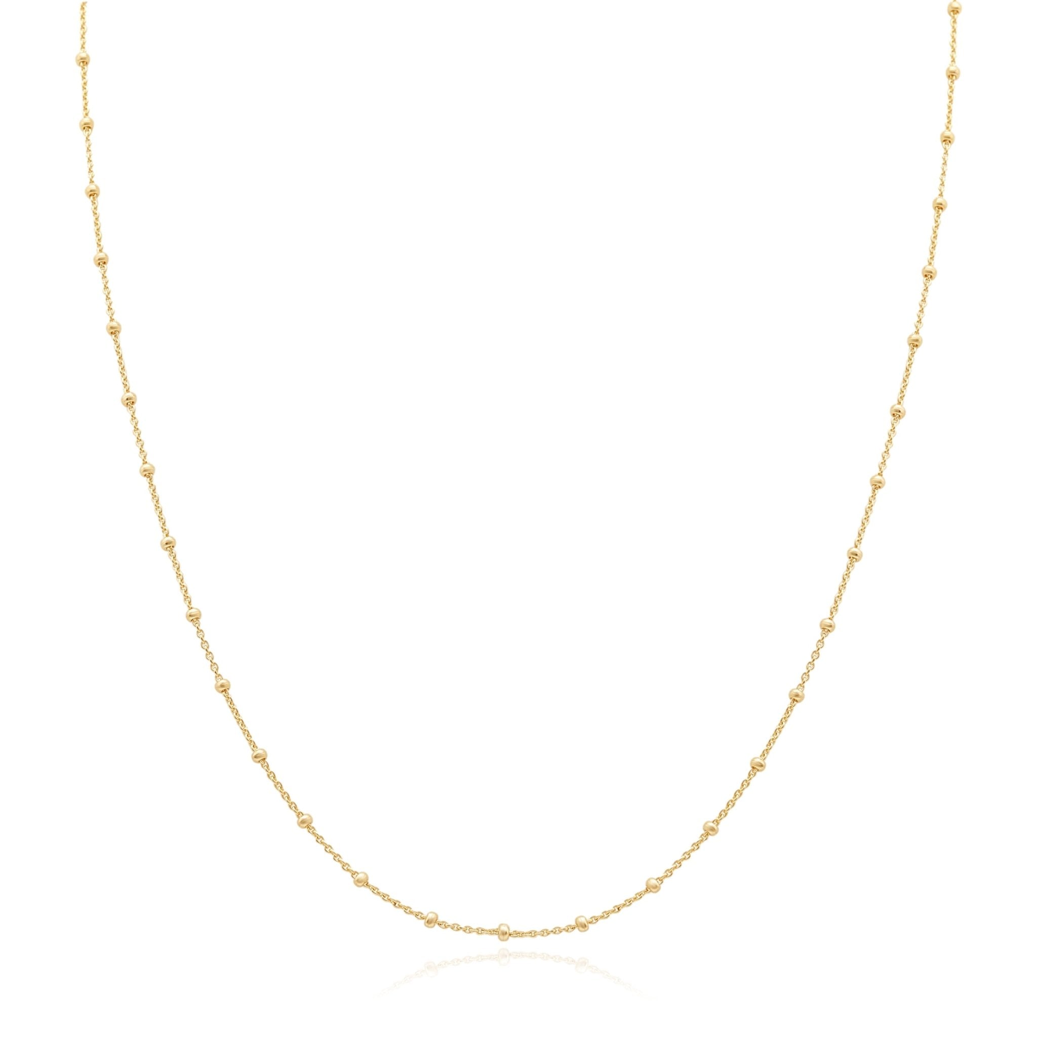 14K Solid Yellow Gold Beaded Chain Necklace - Elegant & Timeless Jewelry for Women, Perfect for Weddings, Parties & Everyday Wear
