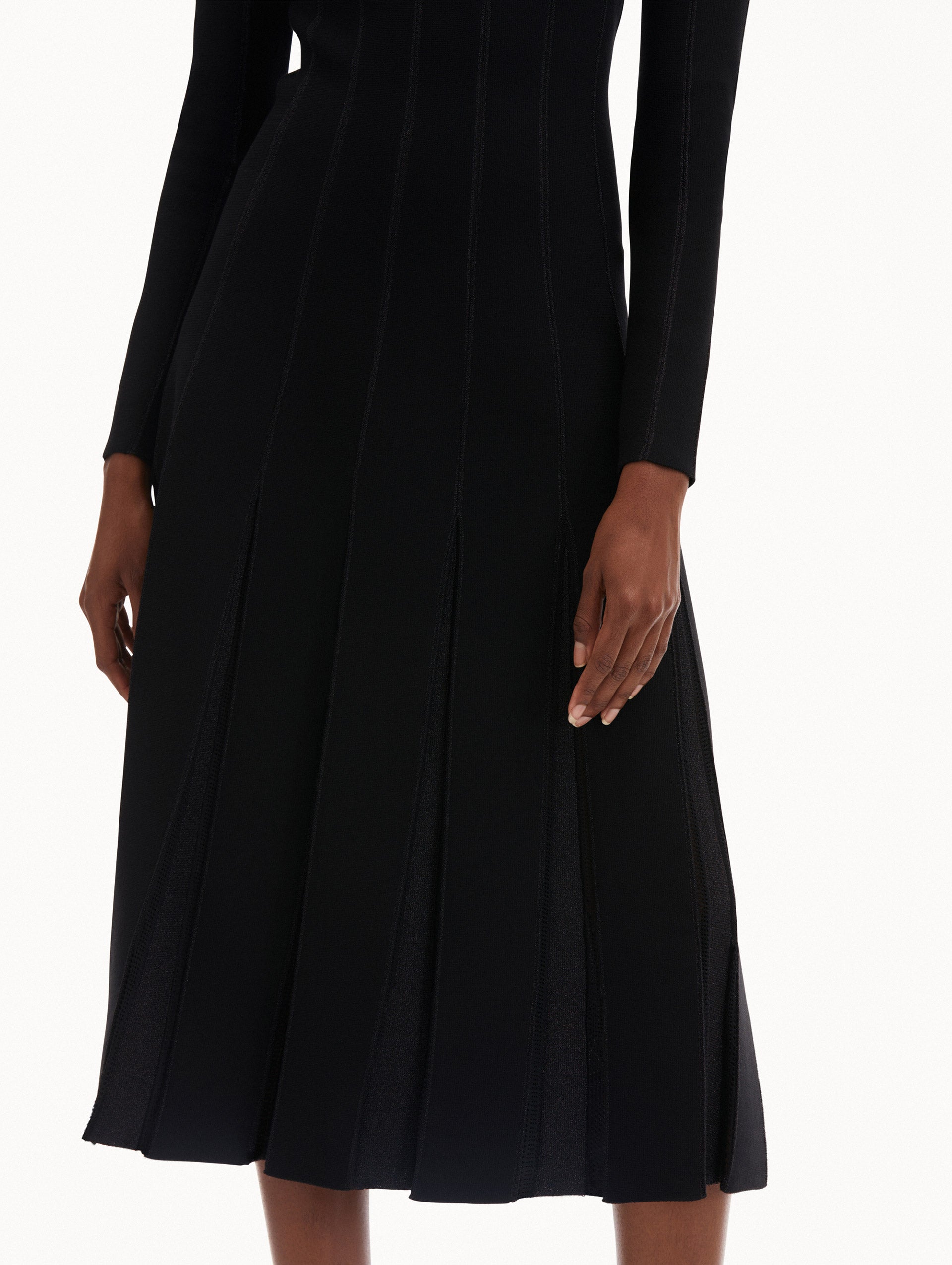 Elegant Pleated Inset Knit Dress for Women - Comfortable & Stylish Casual Wear for Office, Party & Date Night