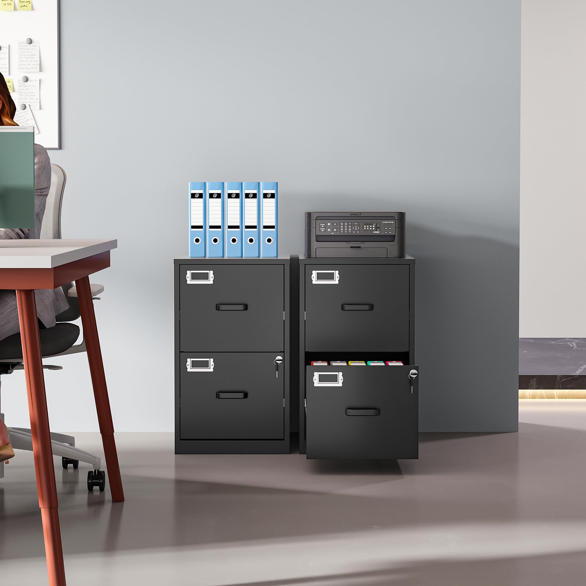 SESESOL 2-Drawer Locking File Cabinet - Vertical Metal Filing Cabinet for Home Office, Under Desk Storage, Letter Size Document Organizer - Perfect for Office, Study Room & Home Workspace Organization