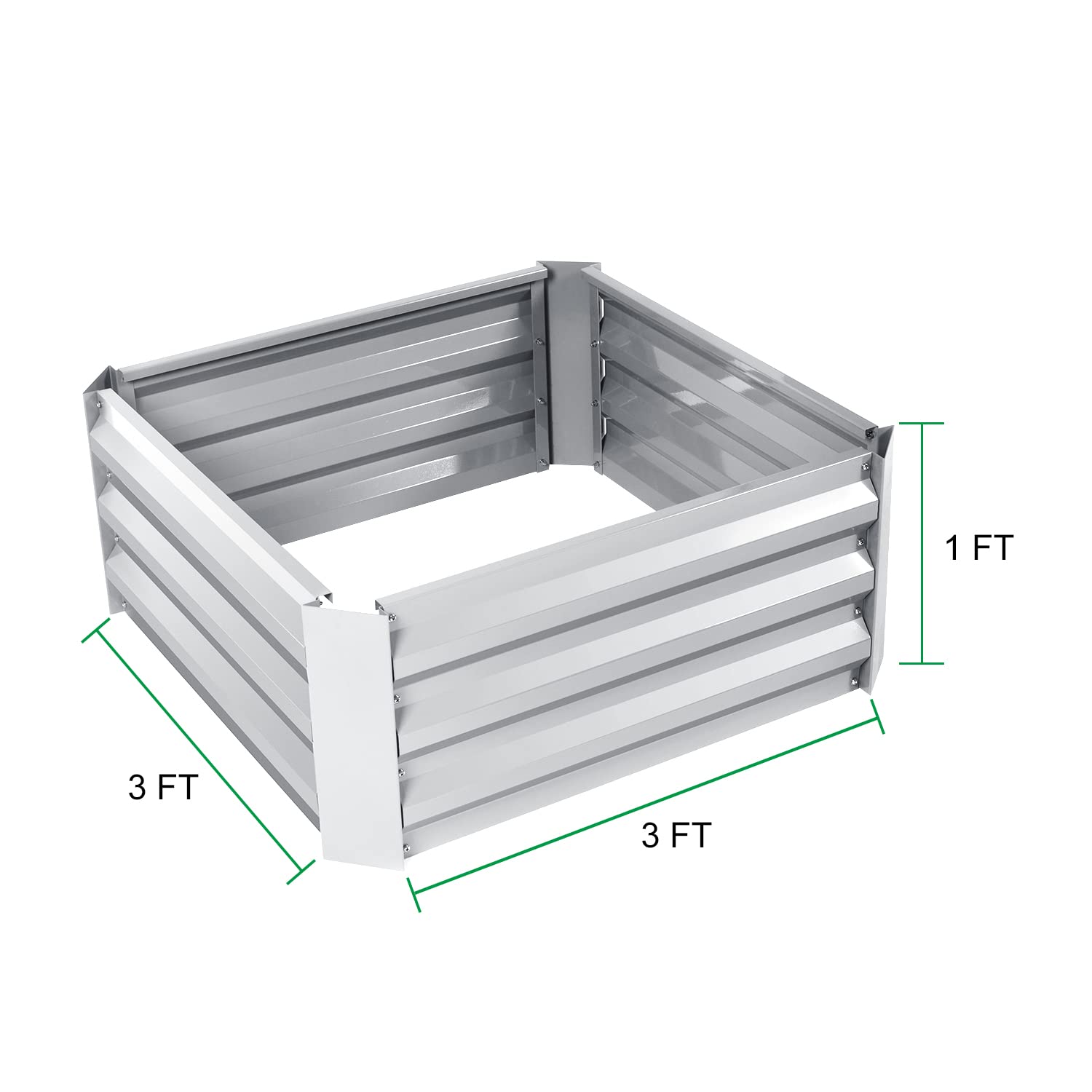 **DCP 3x3ft Galvanized Steel Raised Garden Bed Kit - Metal Planter Box for Vegetables, Flowers, Herbs | Outdoor Gardening, Backyard Planting, Patio Decor**