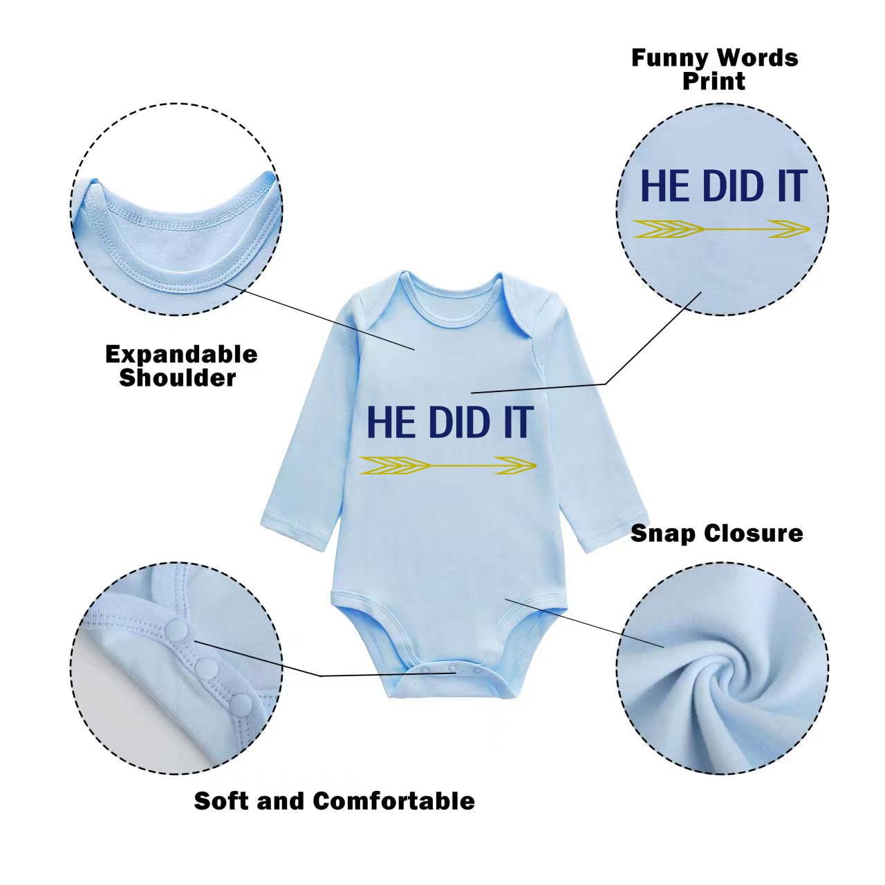 YSCULBUTOL Baby Twins Bodysuit - Matching Boy & Girl Outfits, 'He Did It She Did It' Baby Clothes for Newborns & Infants | Perfect for Twin Photoshoots, Family Matching Outfits & Special Occasions