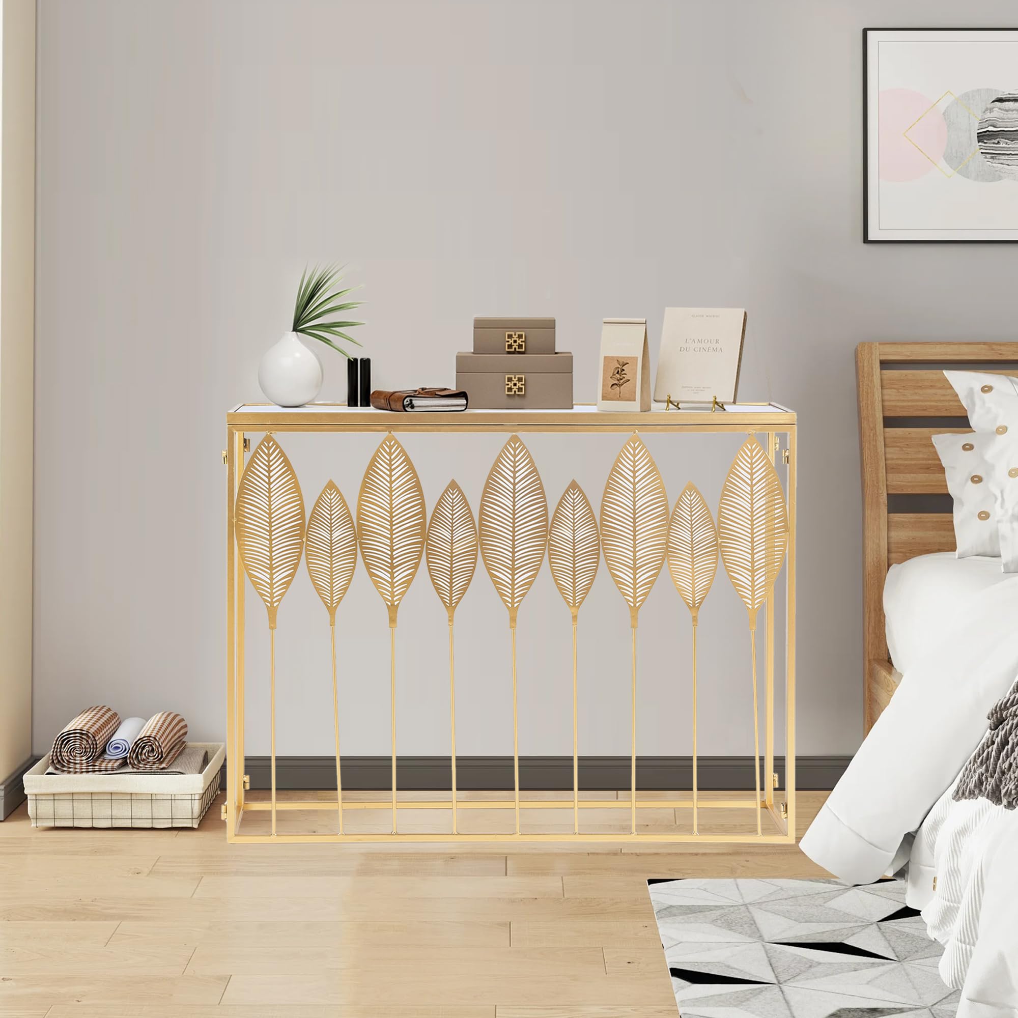 2-Piece Gold Metal End Table Set with Stainless Steel Top - Modern Nesting Side Tables for Living Room, Bedroom Nightstands - Perfect for Small Spaces & Home Decor