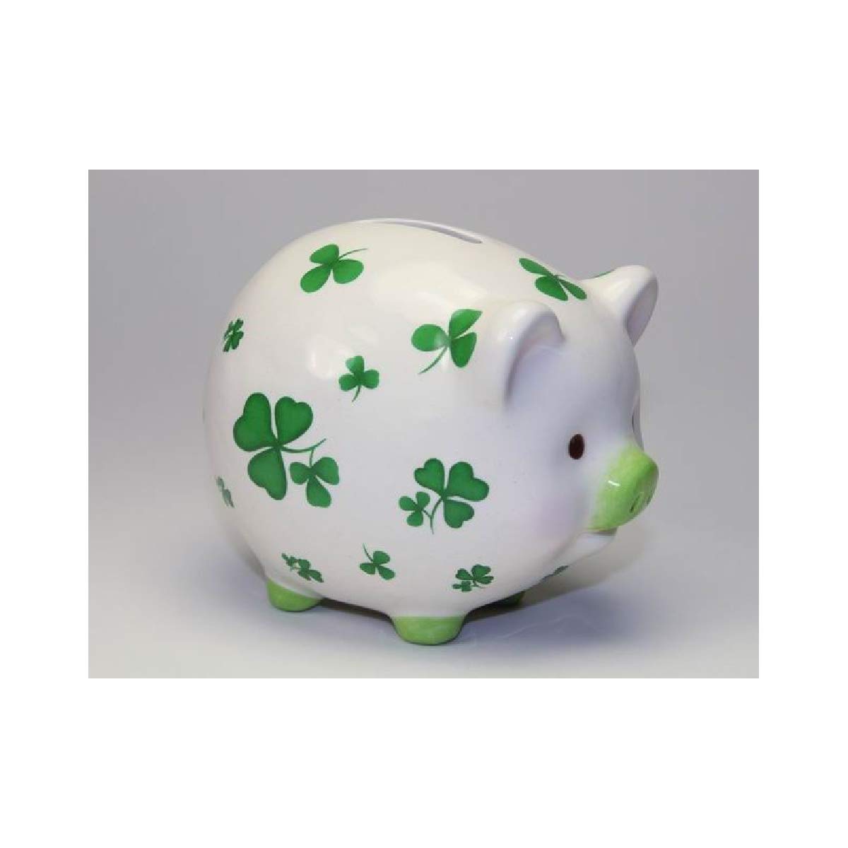 Shamrock Piggy Bank - Green Ceramic Money Bank for Kids & Adults - Perfect for St. Patrick's Day Gifts & Savings Goals (20894)