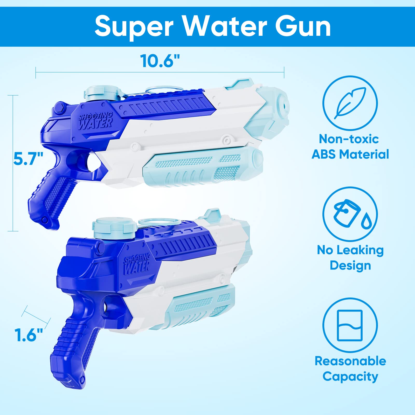 **4 Pack 400CC High Capacity Water Guns for Kids & Adults - 40ft Long Range Super Soaker Squirt Toys, Perfect for Pool, Beach, Backyard & Outdoor Summer Fun - Best Gifts for Boys & Girls**