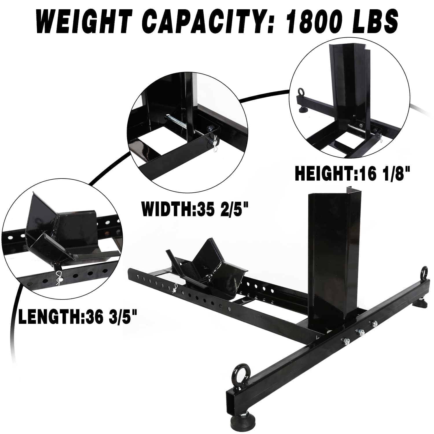 Heavy Duty Adjustable Motorcycle Wheel Chock Stand - 1800lbs Capacity, 3