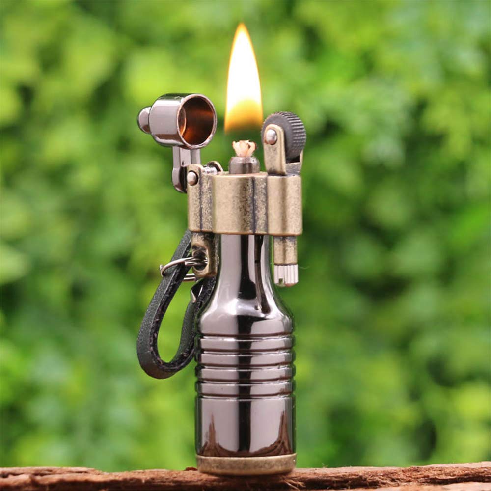 Vintage Windproof Oil Lighter - Retro Metal Cigarette Lighter for Outdoor & Camping