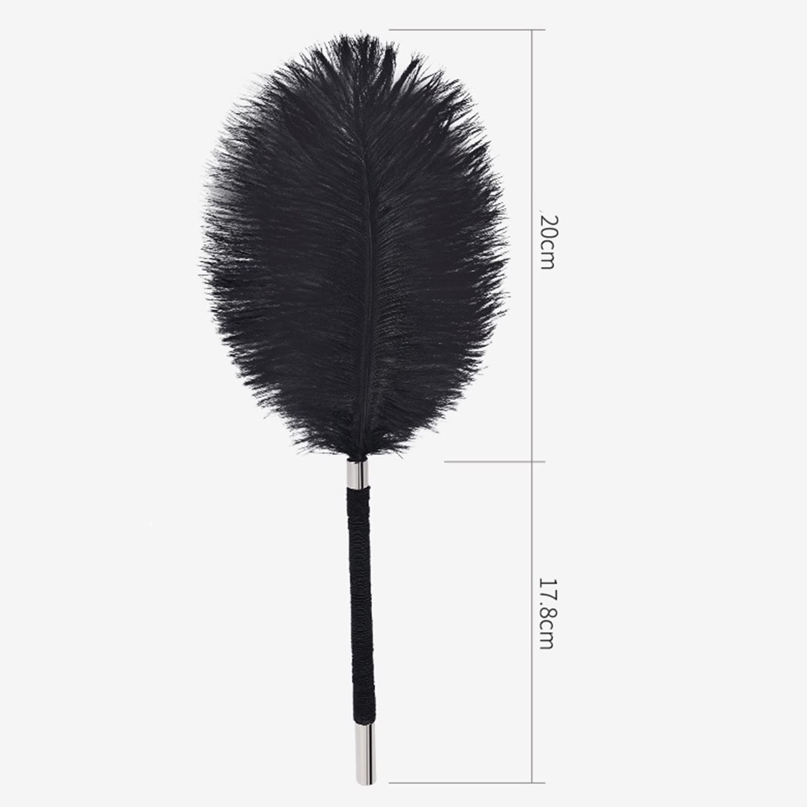 French Maid Feather Tickler Stick - Sensual Adult Toy for Couples Role Play, Lightweight Handle for Teasing & Tickling - Perfect for Romantic Nights & BDSM Play (Black)