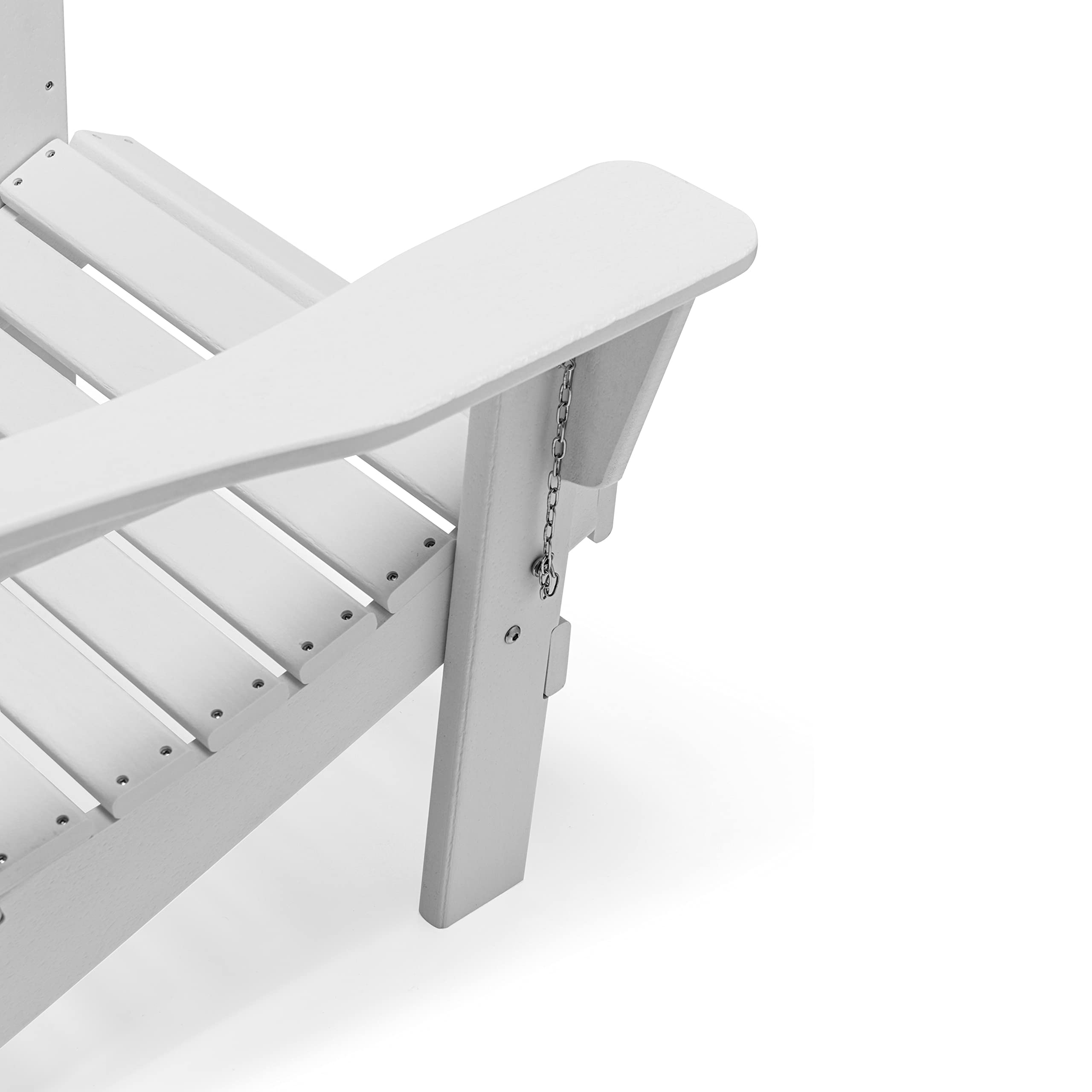 White HDPE Adirondack Chair Set with Ottoman & Table - Outdoor Patio, Garden Furniture
