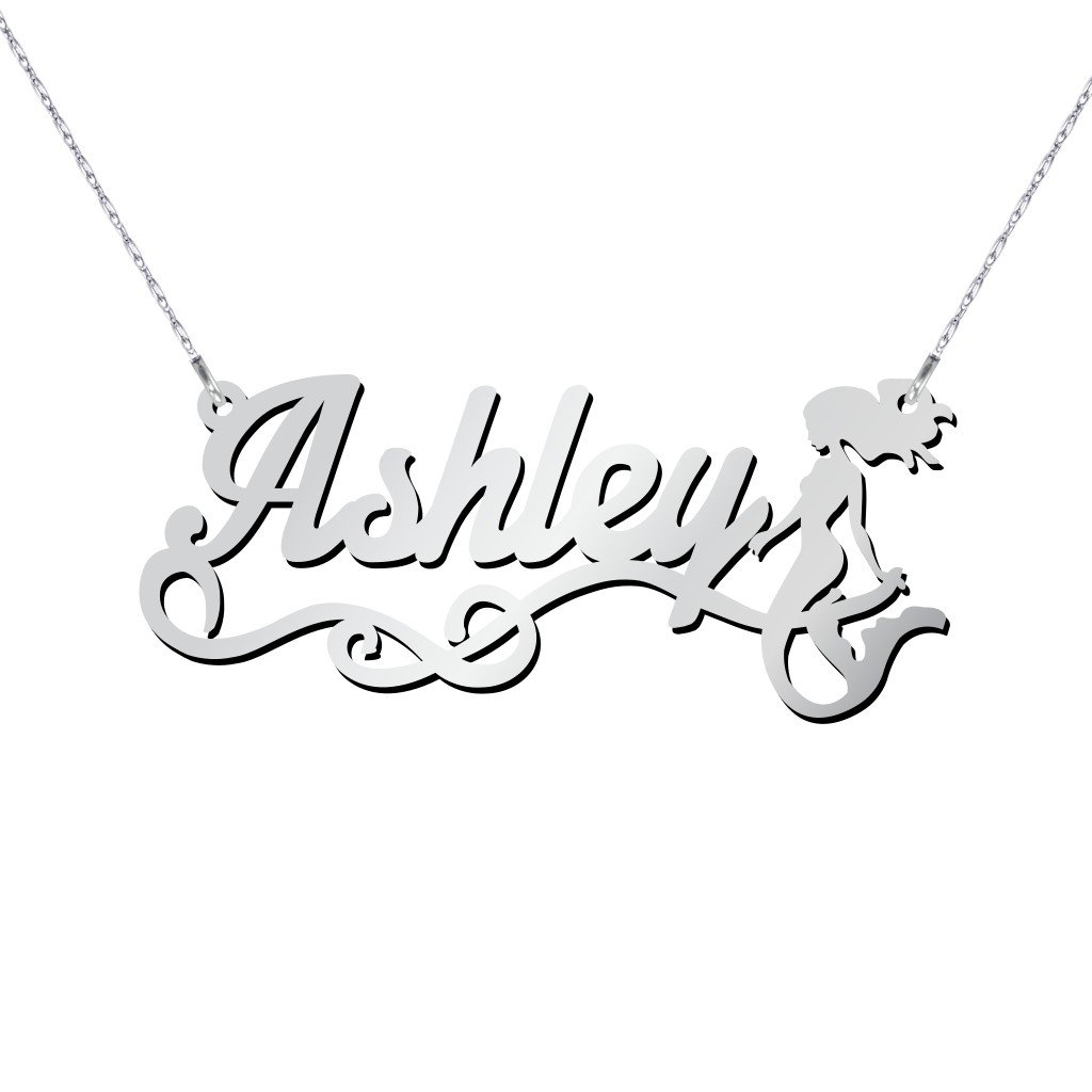 10K Gold Mermaid Name Necklace - Personalized Custom Jewelry for Women - Perfect Gift for Birthday, Anniversary & Valentine's Day - Ideal for Beach Weddings, Mermaid Themed Parties & Everyday Wear