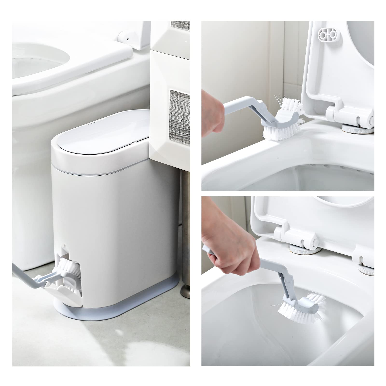 ELPHECO 2.5 Gallon Slim Motion Sensor Trash Can with Lid - Automatic Waterproof Bathroom Garbage Bin with Toilet Brush - Smart Touchless Waste Bin for Toilet, Home, Office (White)