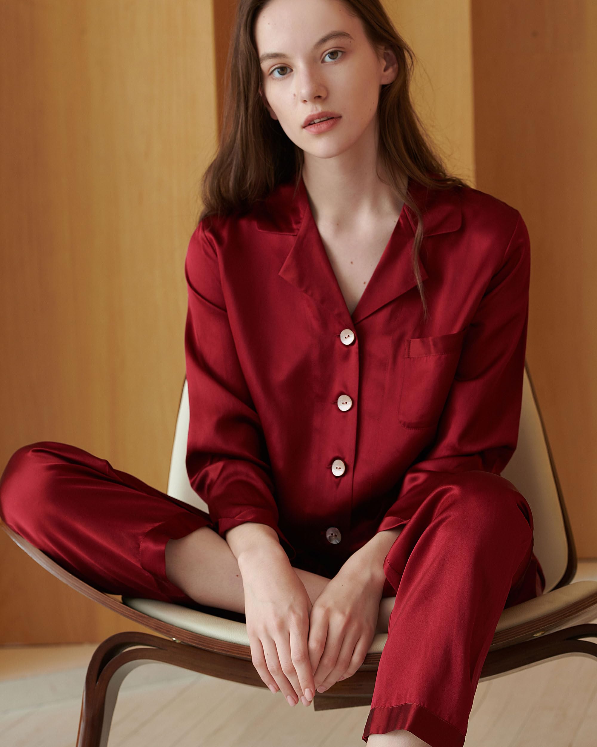 Luxury 100% Mulberry Silk Pajamas for Women - 22 Momme Pure Full Length Long Silk Nightwear | Elegant Sleepwear for Comfortable Nights & Relaxing at Home
