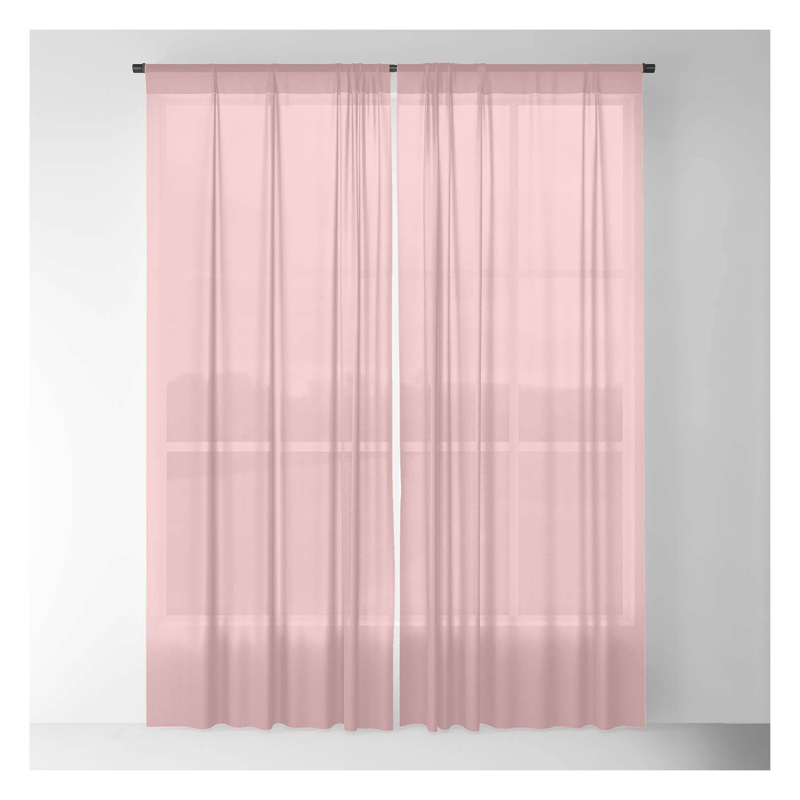 Podartist Solid Powder Pink Sheer Curtains & Drapes - 50x96 Inches, Set of 2 Panels - Light Filtering Window Treatments for Bedroom, Living Room, Nursery