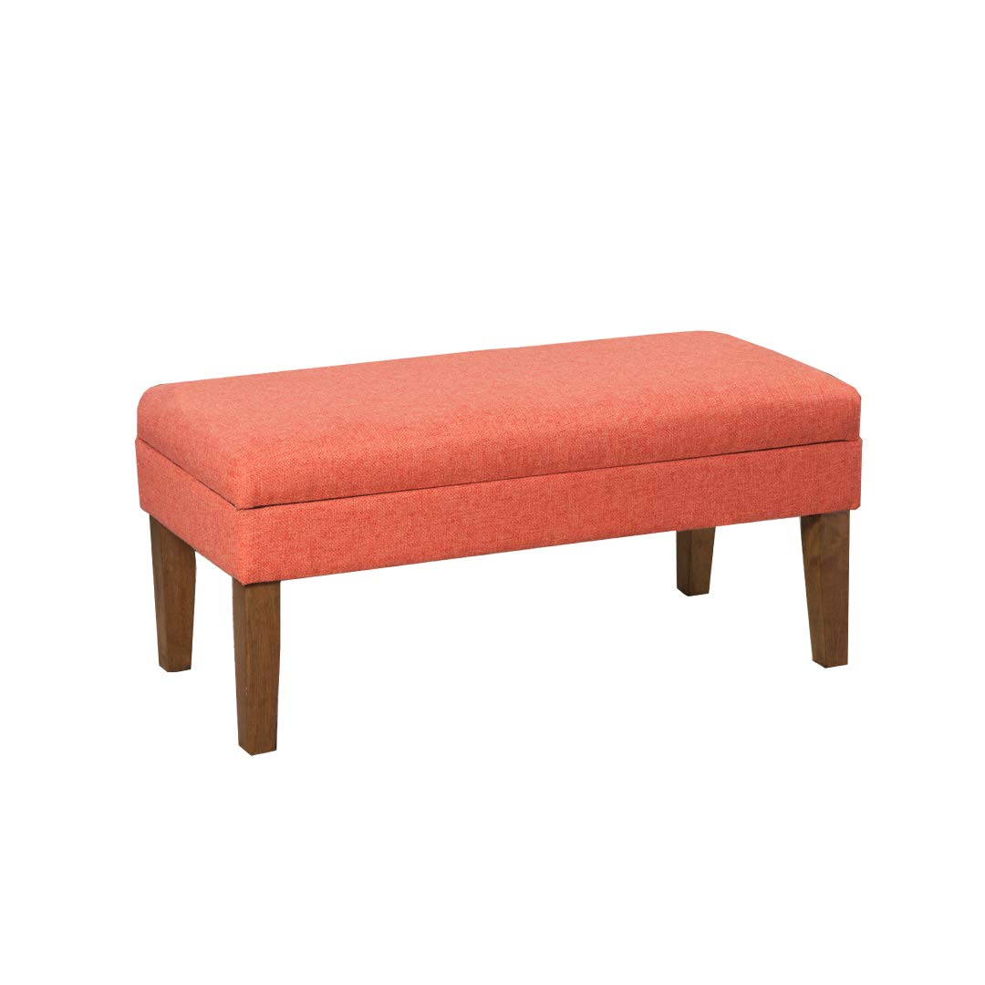 Homepop Upholstered Storage Ottoman Bench - Decorative Furniture for Living Room & Bedroom | Mango Coral Fabric | Perfect for Extra Seating & Hidden Storage in Small Spaces