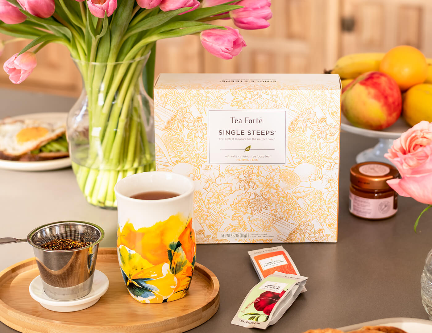 Single Steeps® Herbal Tea Assortment - 24 Premium Loose Leaf Tea Bags - Organic & Caffeine-Free - Perfect for Relaxation, Gifts & Tea Parties