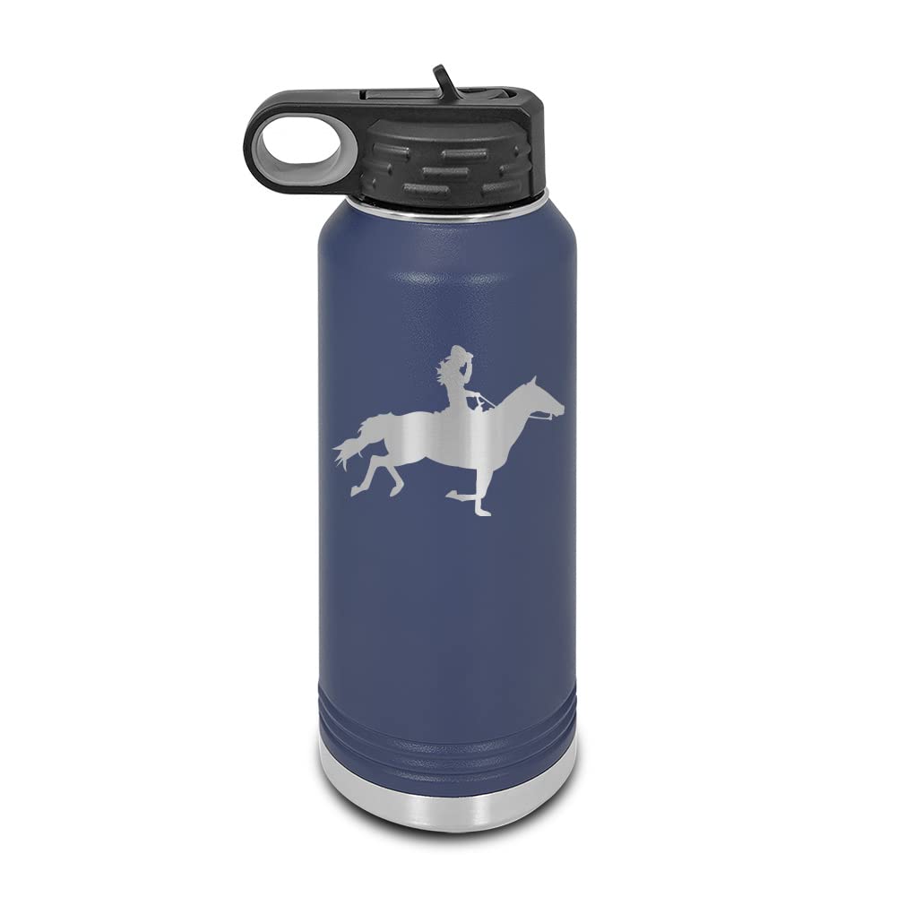 Custom Cowgirl Laser Engraved Stainless Steel Water Bottle with Straw - 32oz Polar Camel Insulated Tumbler, Country Up V4 Navy Blue - Perfect for Rodeos, Western Events & Outdoor Adventures