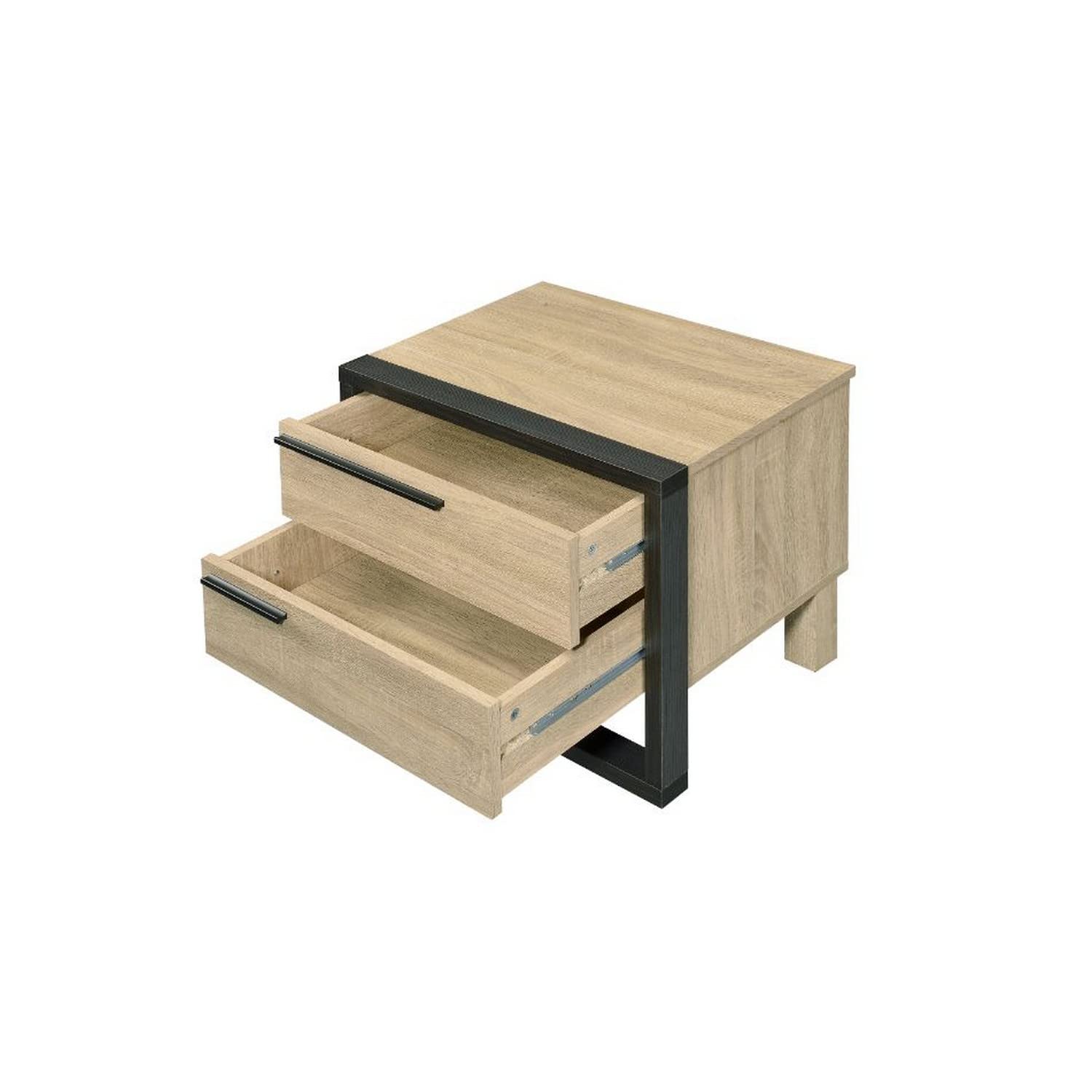 Benjara Black and Brown Accent Table with Pull-Out Tray & 2 Storage Drawers - Perfect for Living Room, Bedroom, or Entryway Decor