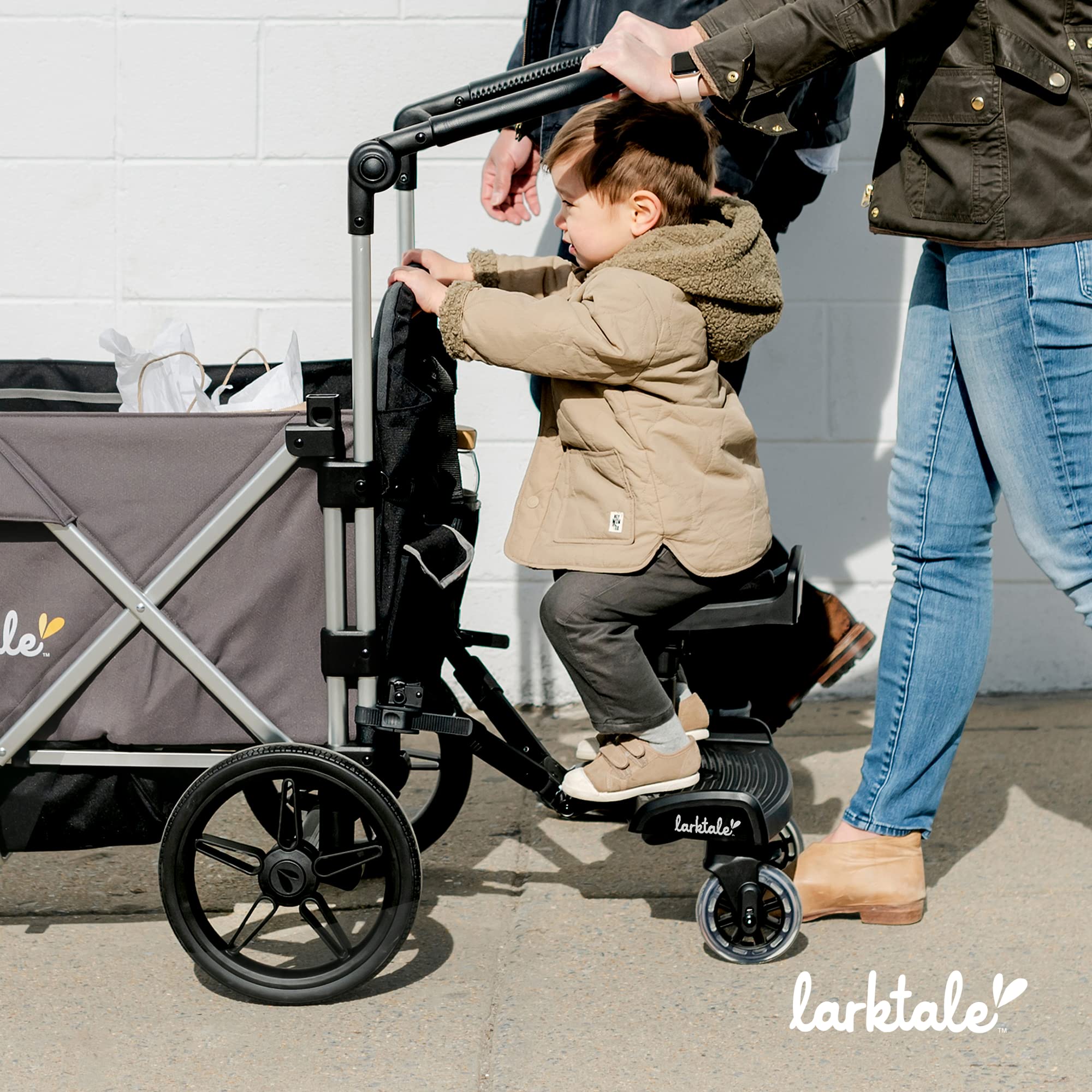 Larktale 2-in-1 Universal Stroller Board with Seat - Convertible Standing & Sitting Ride-On Platform for Kids - Fits Most Single & Double Strollers - Perfect for Siblings, Shopping & Travel Adventures