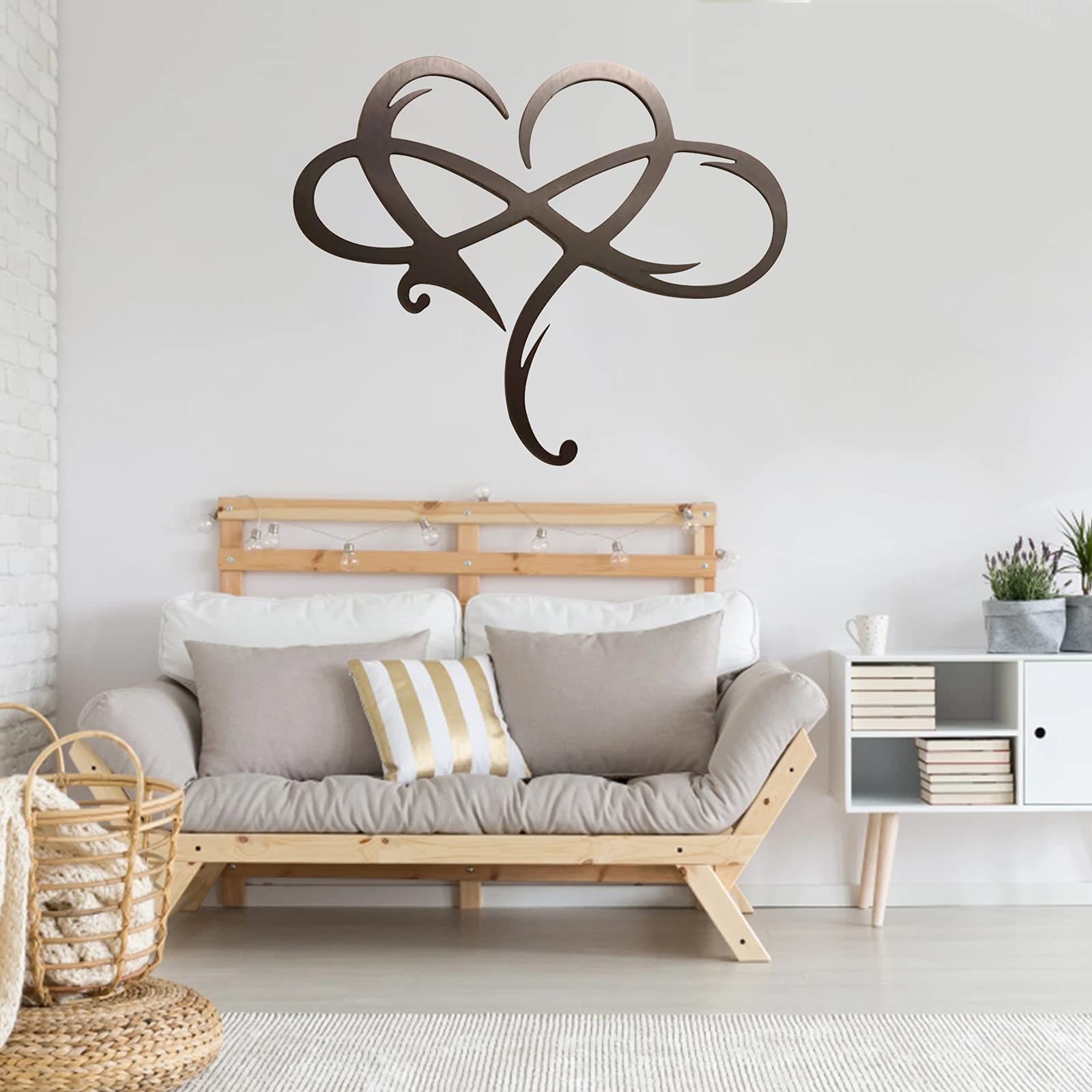 WMLBK Infinity Heart Metal Wall Art - Eternal Love Sign for Home, Bedroom, Wedding & Outdoor Decor - 16x14 Inch Romantic Wall Hanging Decoration for Couples, Anniversary & Valentine's Day Gifts